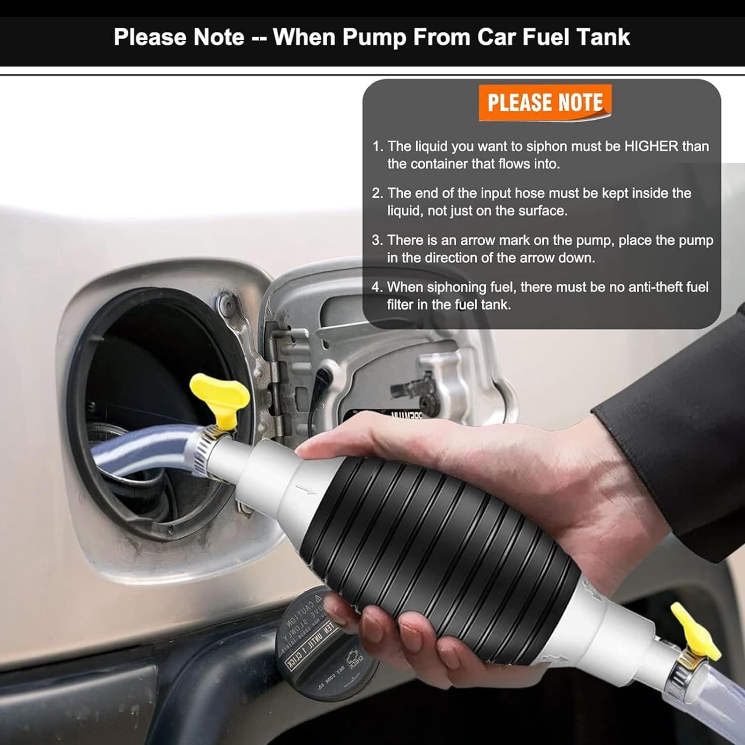 UCRAVO Multifunction Liquid Sucker Pump, Manual Fuel Transfer Pump Gasoline Siphone Hose, Portable Siphon Pump For Gasoline Diesel And Other Liquid Water