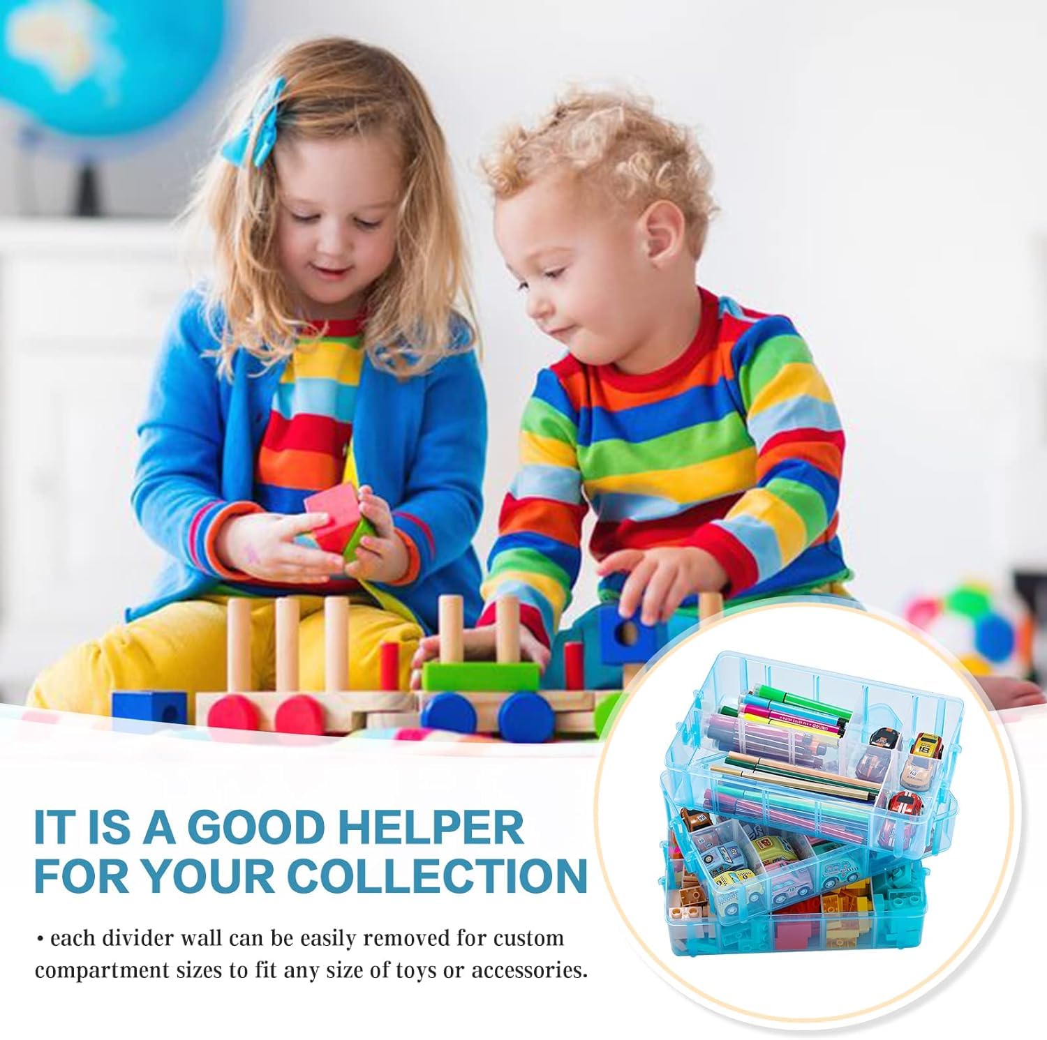 UCRAVO BLUE 1pc Clear Plastic Storage Box, Three-layer Jewelry Accessories Toy Finishing Box, Transparent Jewelry Chests, Foldable Jewelry Storage Organizer, Multi-purpose Storage Container