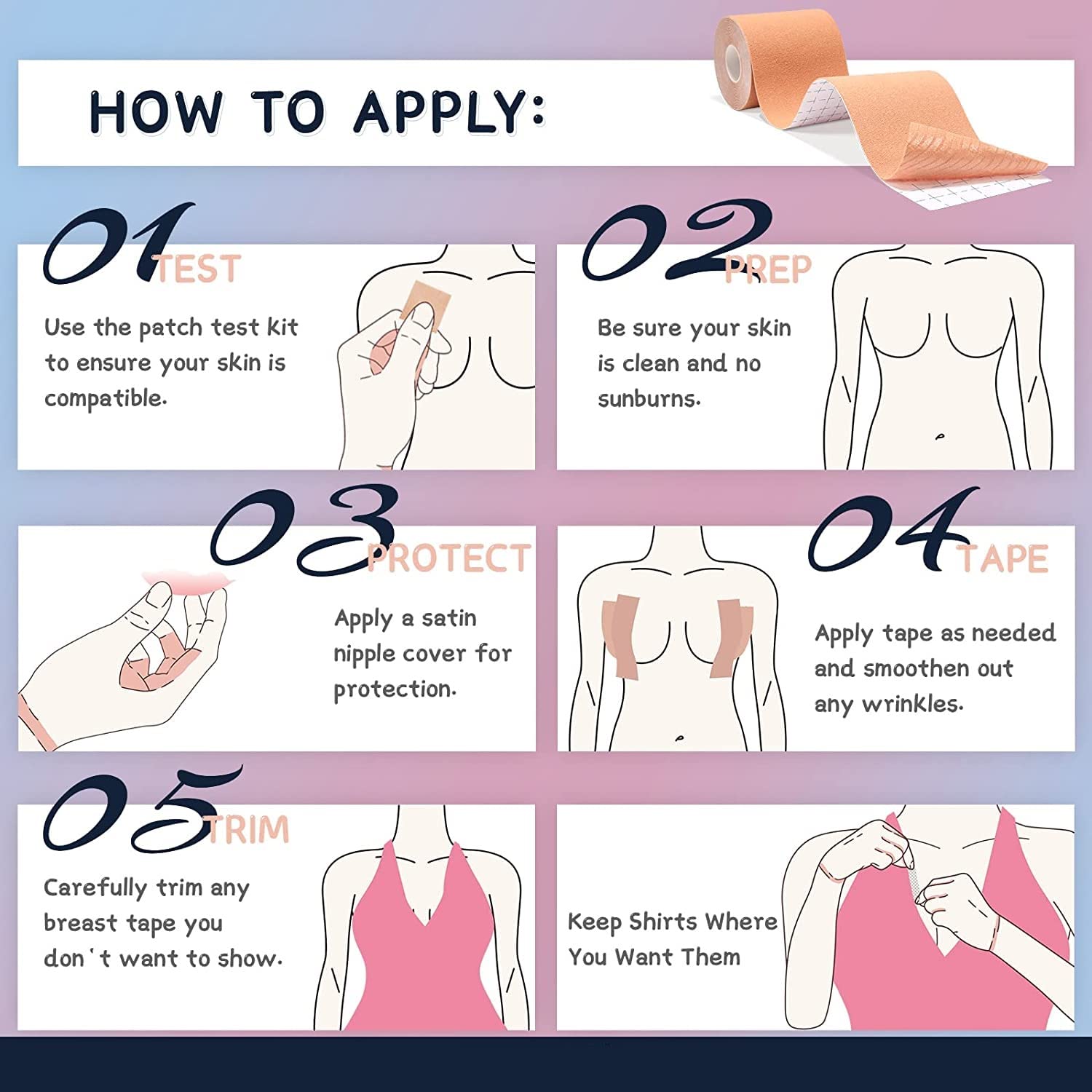 UCRAVO Boob Tape, Body Tape for Women Boobytape for Breast Lift | Brace Lift & Contour of Breasts Sticky Body Tape (36 Febric Tape)