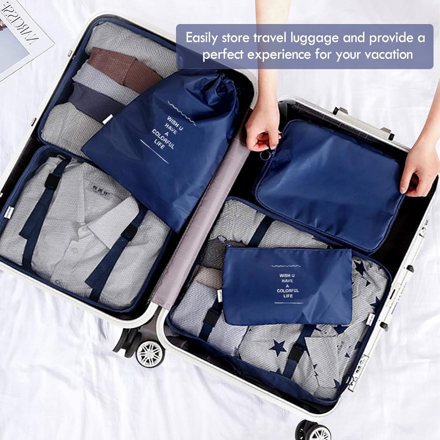 Ucravo Packing Cubes for Suitcases,7 Pcs Travel Luggage Organiser Bags,waterproof Packing Cubes for Backpack Suitcase,travel Essentials Bag Compression Storage Bags,travelling Accessories(grey)