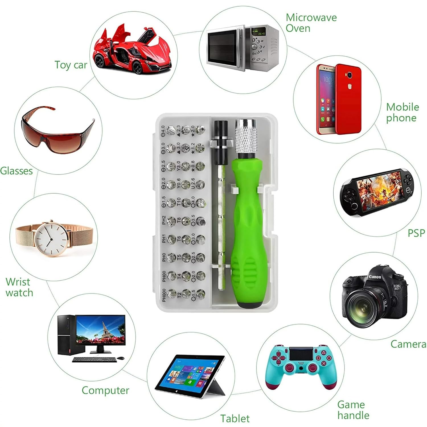 UCRAVO 32-in-1 Small Screwdriver Set, Mini Precision Professional Electronics Repair Tool Kit with 30 Bits Magnetic Driver Kit for Phone, Watch, DIY, Game, Console, Tablet, Computer Maintenance Tool