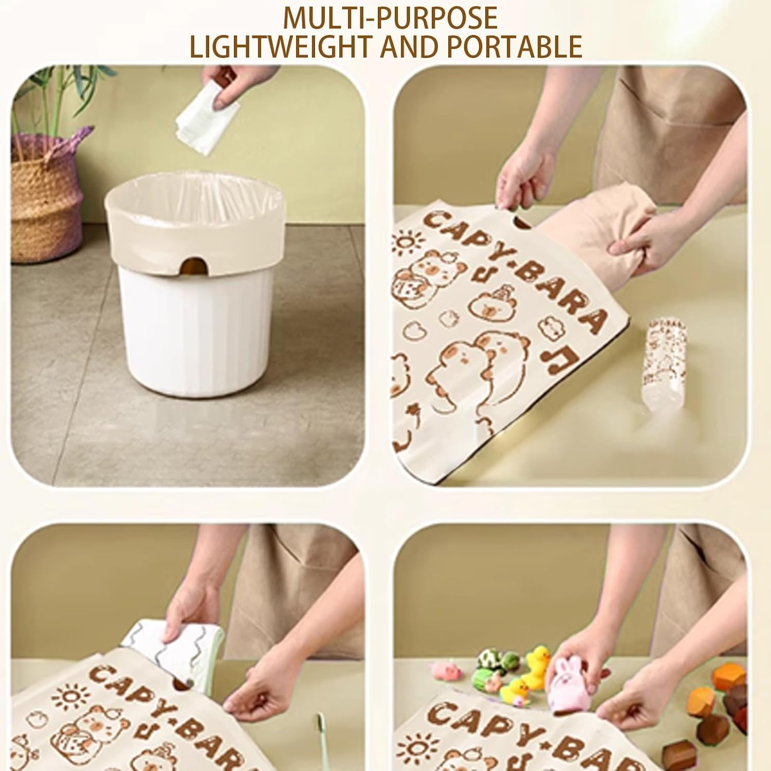 UCRAVO Capybara Garbage Bags Roll Pack of 3 (120 Bags Total) Strong Disposable Dustbin Bags for Kitchen, Bathroom, Office, Home & Commercial Use | Heavy Duty Leak Proof Trash Bags for Wet & Dry Waste