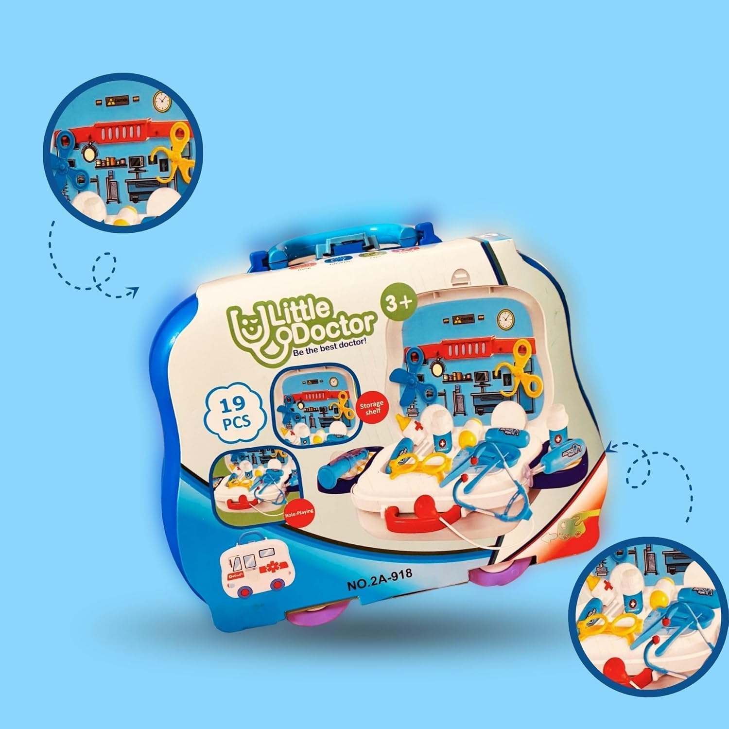 UCRAVO Kids Doctor Play Set Medical Kit Toy for Boys & Girls Doctor Kit with Stethoscope, Tools & Storage Carry Case | Educational Role Play Toy for Toddlers, Preschool Learning,Indoor Activity Toy