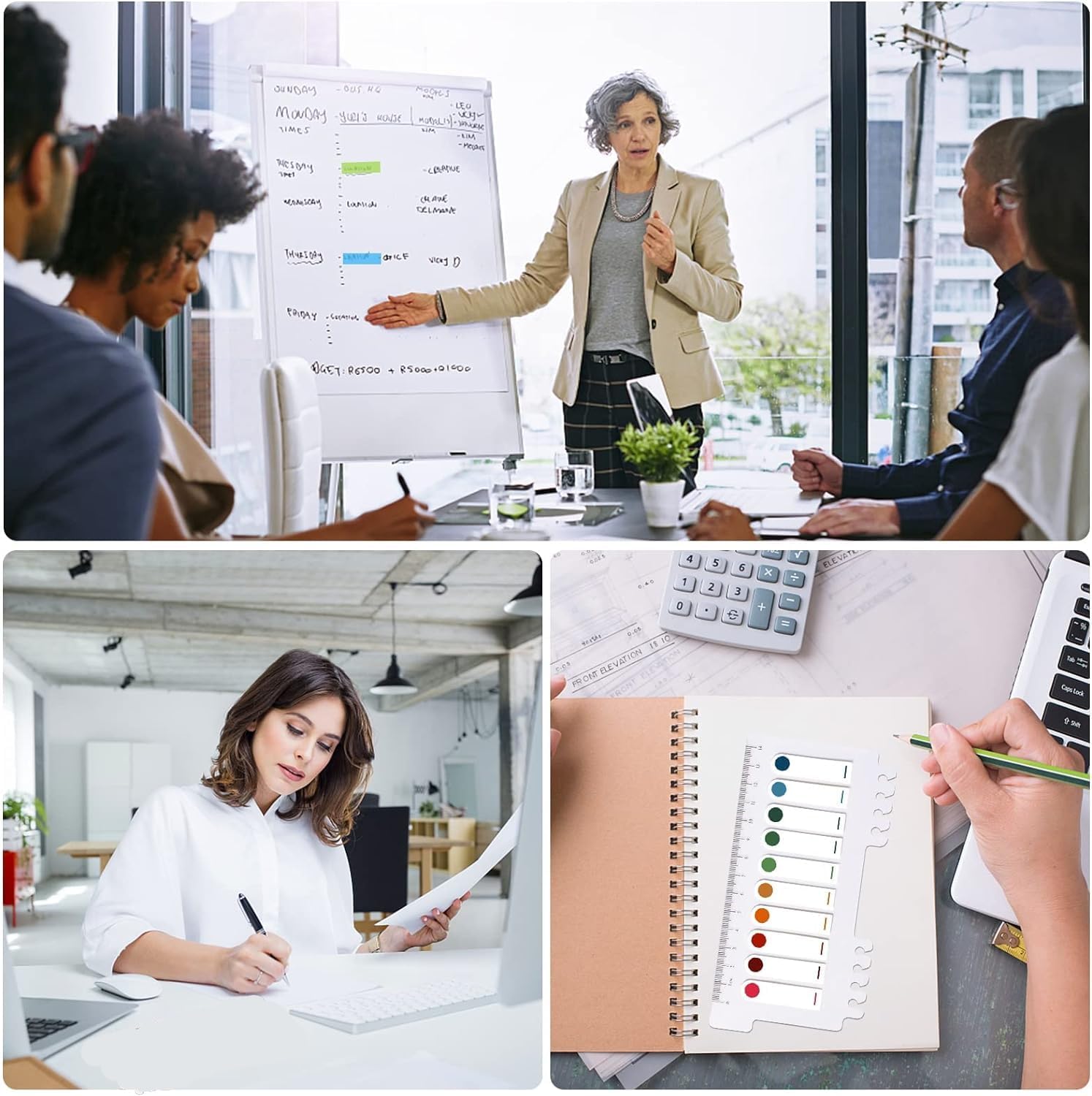 UCRAVO 200 Sheets Doted Sticky Notes With Header Transparent Ruler Function, Clean Removal, Writable Index Tabs for Books, Folders, Filing Cabinets - Waterproof Self-Adhesive Notes