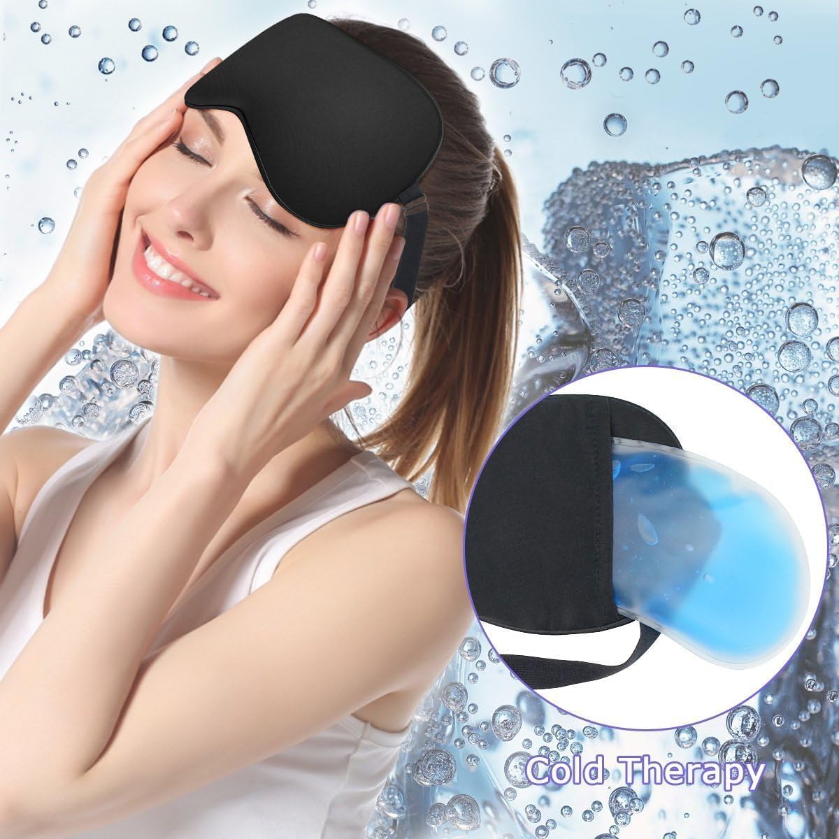 UCRAVO Cooling Eye Mask Gel, Reusable Cold Eye Mask for Puffy Eyes, Dark Circles & Headache Relief, Hot & Cold Therapy Gel Eye Mask for Sleeping, Migraine, Sinus Pain, Eye Strain, Stress & Relaxation