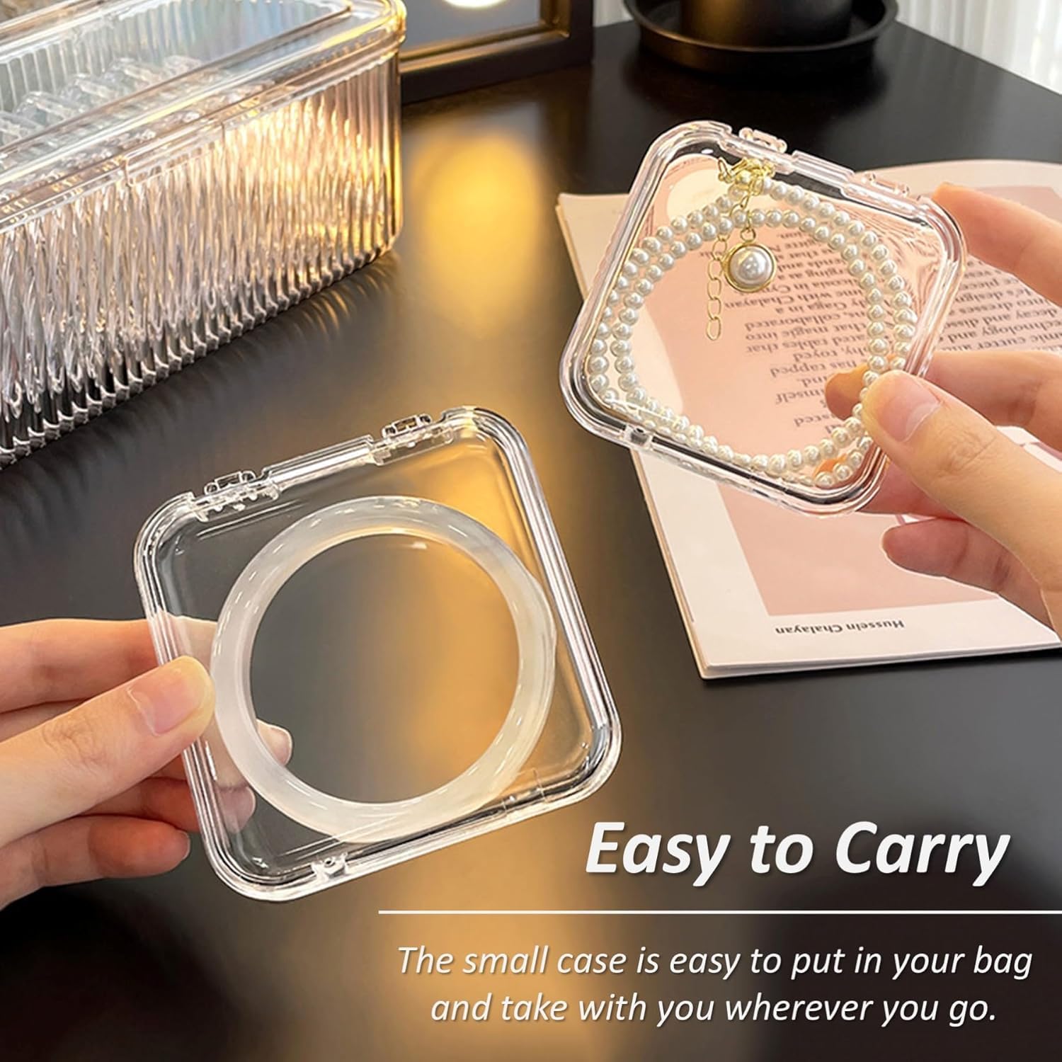 UCRAVO Jewelry Organizer Box Set with 10 Compartments Transparent Portable Storage Case for Earrings Rings,Necklaces, Bracelets, Bangle Organizer,Watch Anti-Oxidation Travel Jewellery Box for Women