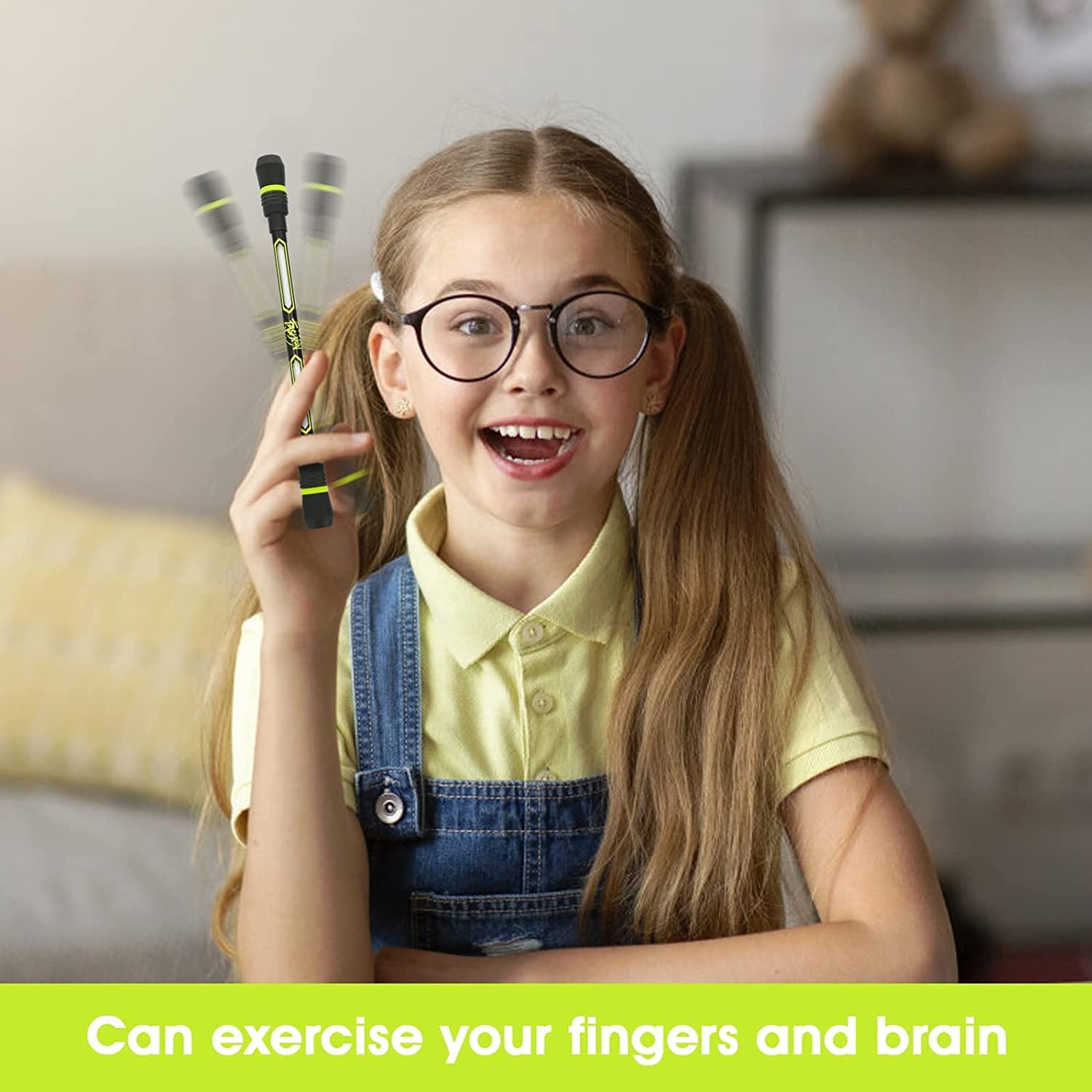 Pack of 2 Spinner Rotatable Gaming Finger Pens- Spinning Rolling Pen, Rotatable Non-Slip Design, Magic Floating & Rolling Light Anti Dropping Pen for Gamers, Ballpoint Pen Rolling Finger Multicolor