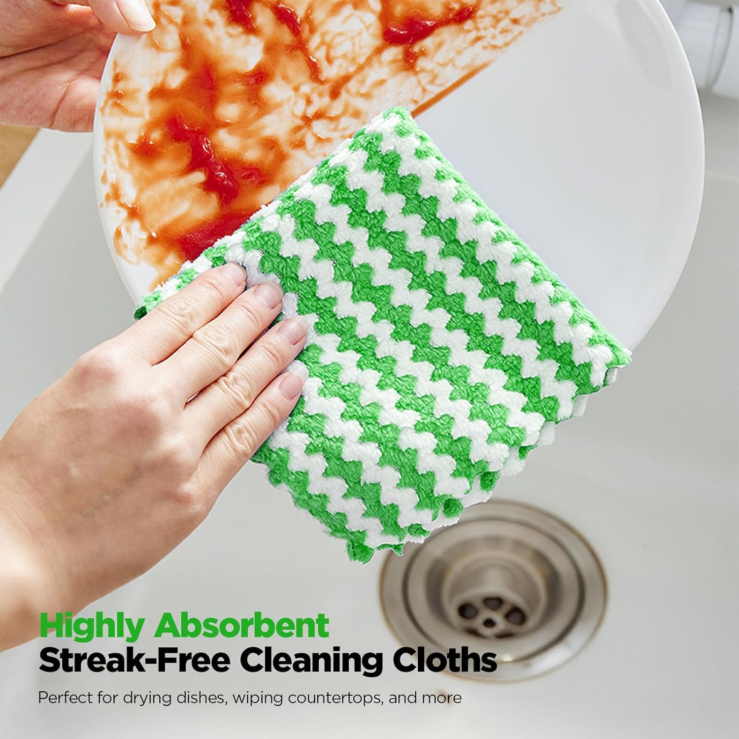 UCRAVO 3pcs Kitchen Cleaning Napkin, Super Absorbent Dishwashing Cloth, Soft Durable Dish Drying Towels for Kitchen, Countertop Wiping, Stain Removal, Multi-Purpose Reusable Kitchen Cleaning Cloth Set