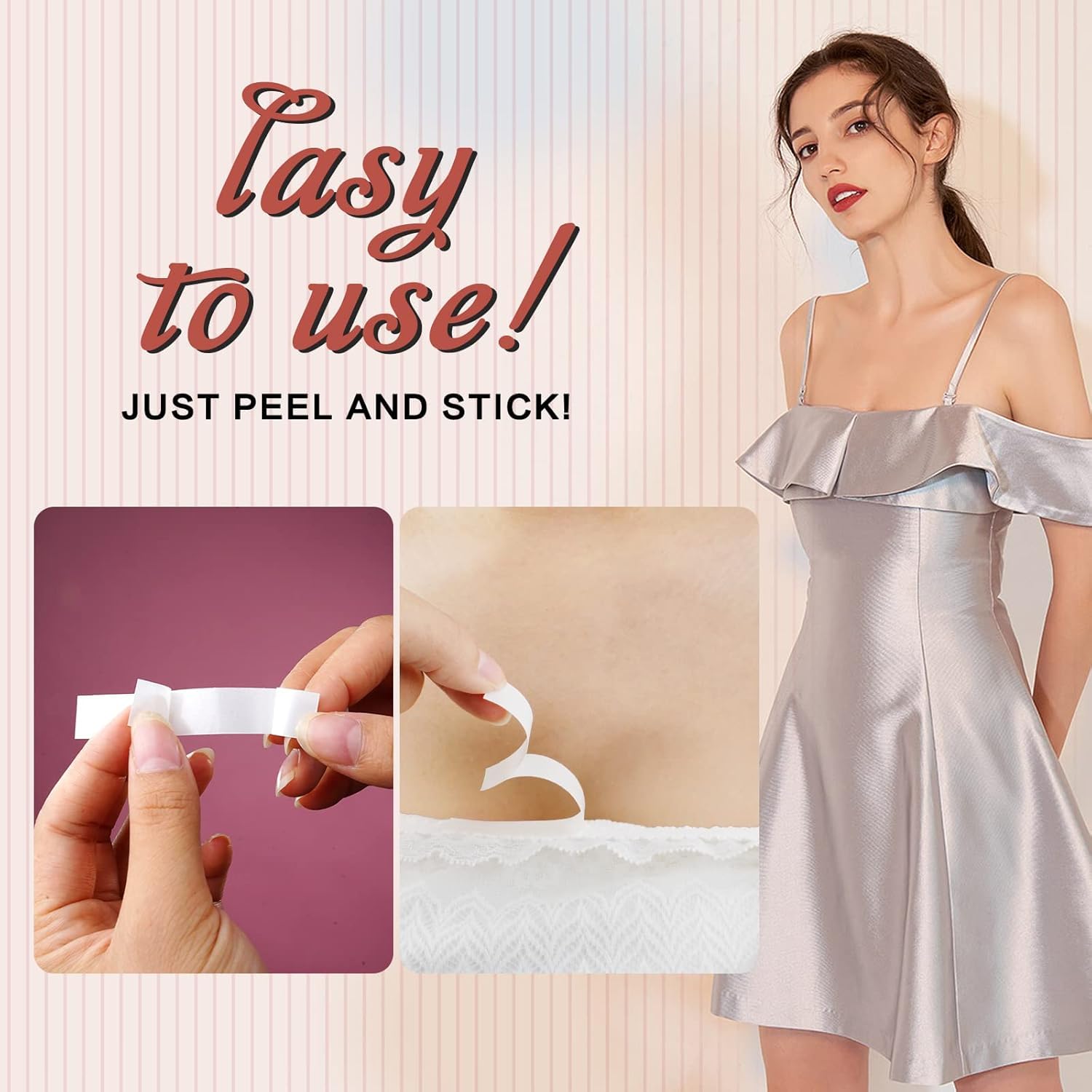 UCRAVO Double-Sided Body Tape for Women - Invisible Fashion Tape, Bra Sticker Tape, Clothing & Dress Adhesive, Transparent Skin Tape for Body, No Show Stickers for Clothes & Fashion