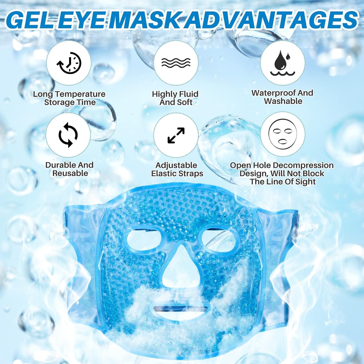 UCRAVO Ice Face Mask Cold Face Eye Mask,Reduce Puffiness, Bags Under Eyes, Puffy Dark Circles,Face SPA for Woman Sleeping, Pressure, Headaches, Skin Care Gel Beads Hot Heat Cold Compress Pack