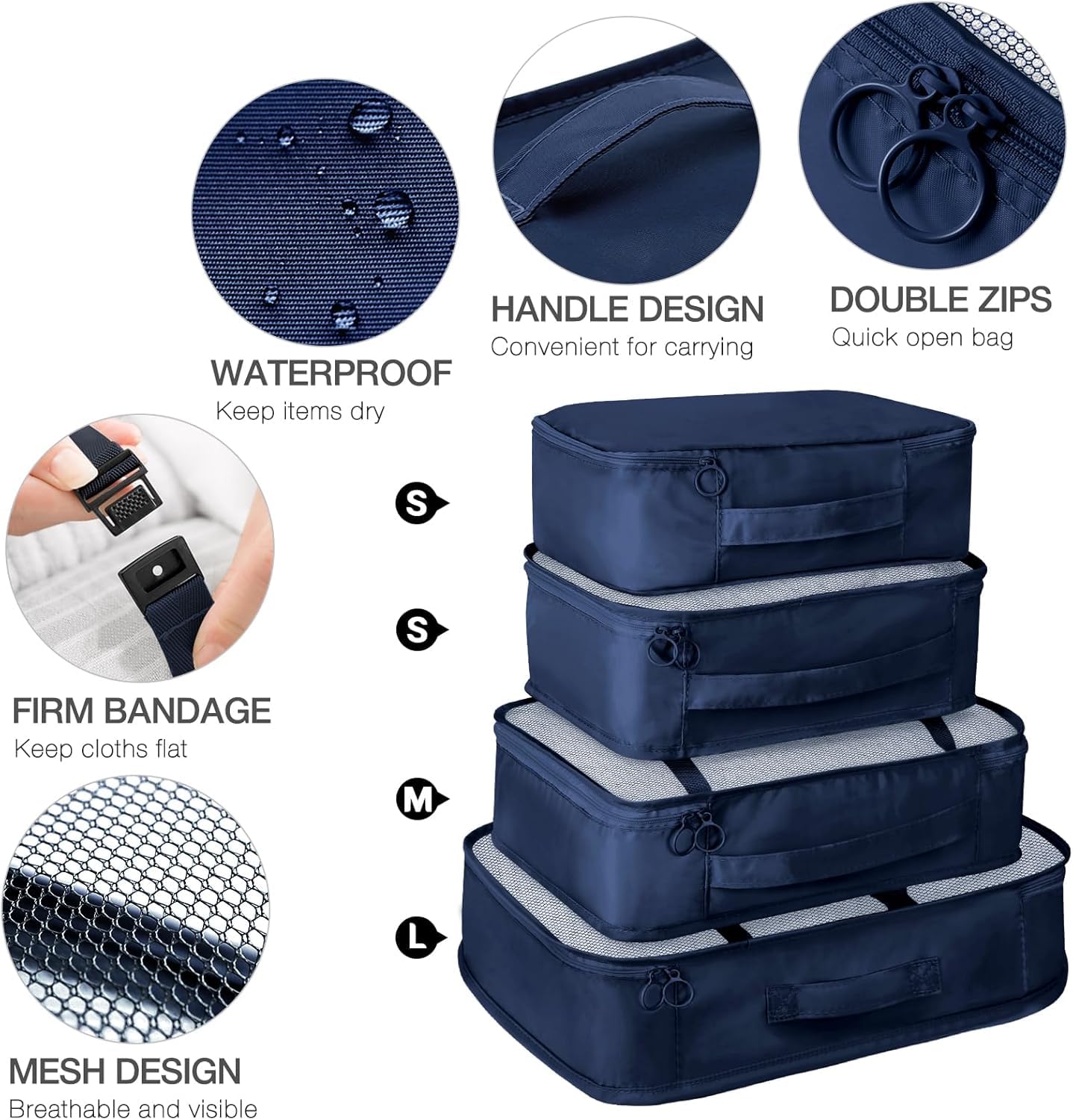 Ucravo Packing Cubes for Suitcases,7 Pcs Travel Luggage Organiser Bags,waterproof Packing Cubes for Backpack Suitcase,travel Essentials Bag Compression Storage Bags,travelling Accessories(grey)