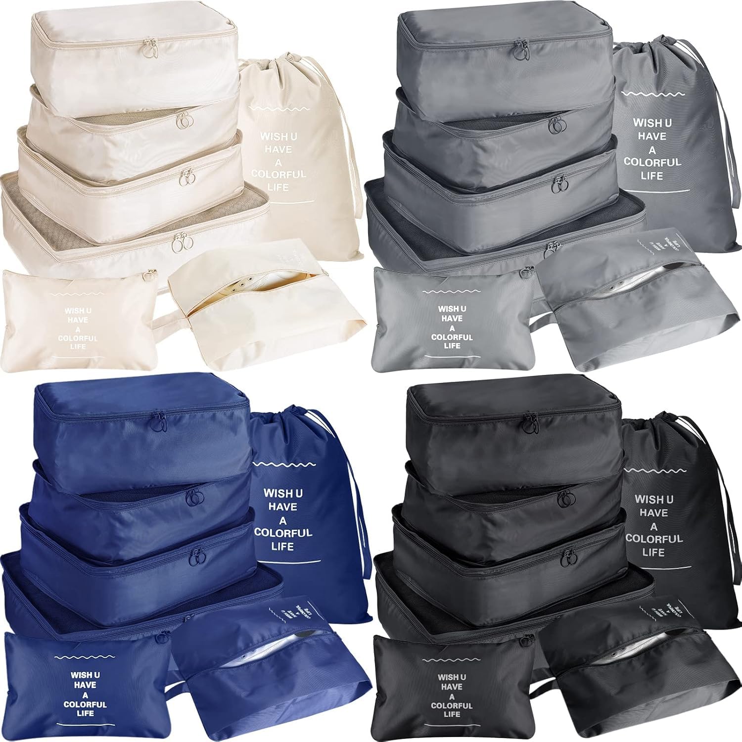 Ucravo Packing Cubes for Suitcases,7 Pcs Travel Luggage Organiser Bags,waterproof Packing Cubes for Backpack Suitcase,travel Essentials Bag Compression Storage Bags,travelling Accessories(grey)