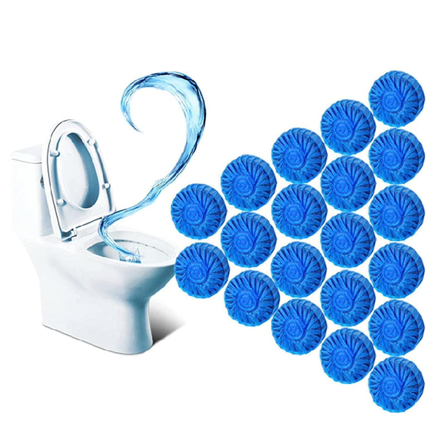UCRAVO 20PCS Toilet Bowl Cleaner Tablets | Automatic Flush Toilet Cleaner Balls |Powerful Anti-Bacterial, Limescale & Rust Remover | Odor Eliminator & Long-Lasting Fragrance Bathroom Cleaning Tablets