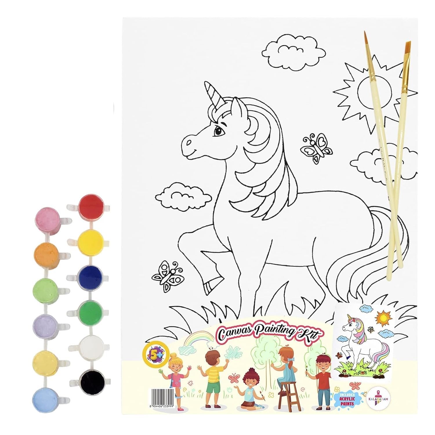 UCRAVO 2 PCS Kids Canvas Painting Craft Set with Paints & Brushes DIY Art & Coloring for Children,Creative Educational Drawing Toy for Home,School Art Projects,Birthday Gift,Fun Drawing Activity Set