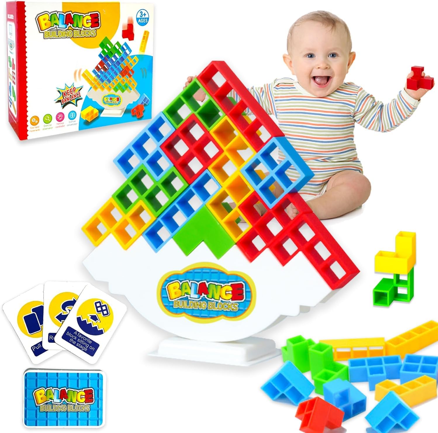 UCRAVO Tetra Tower Game, Tetris Balance Toy Tower, Creative Stacking Toy, Funny Stacking Blocks Balancing, Children's Building Blocks Balance Game for Boys and Girls from Years 3+