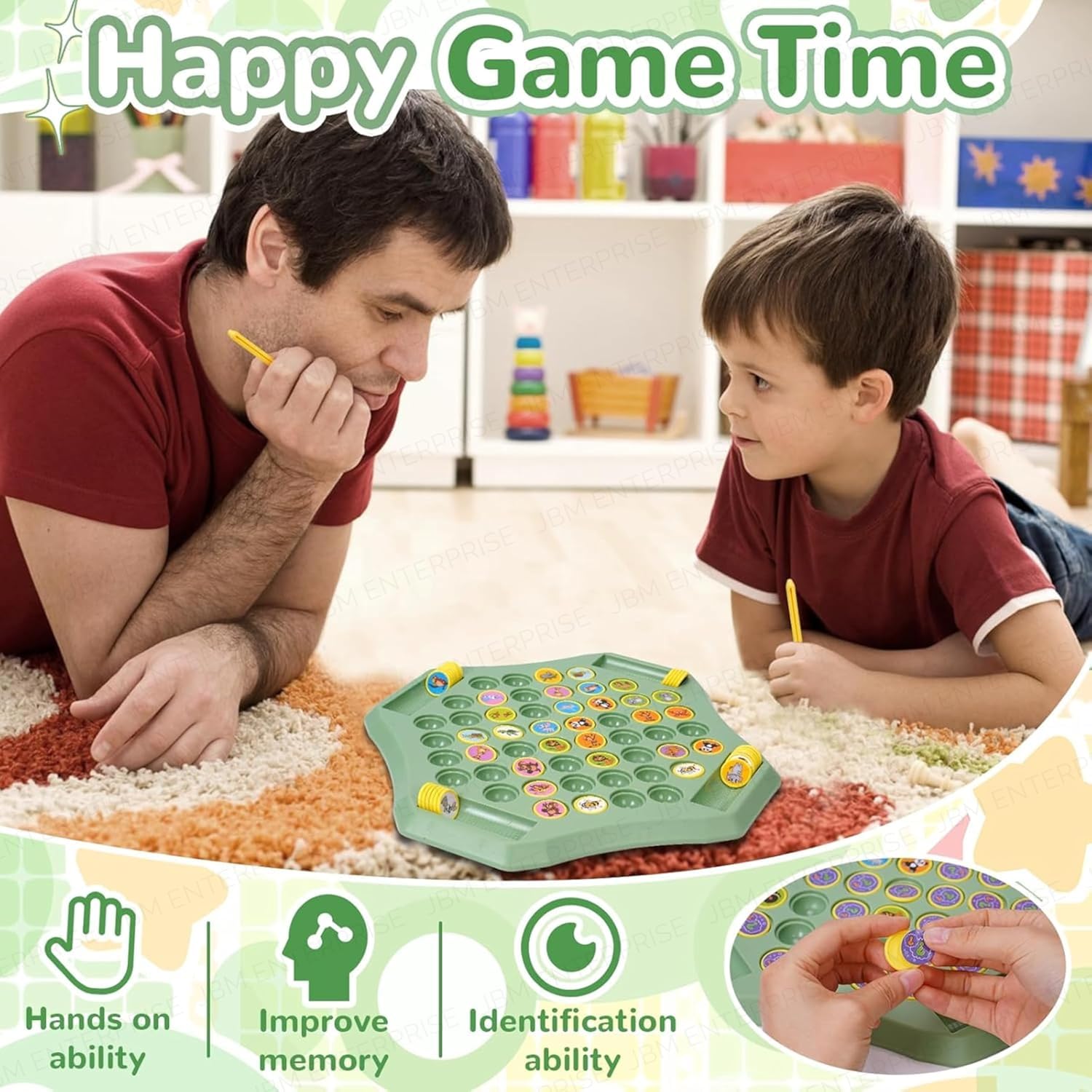UCRAVO Memory Flip Chess Game for Toddlers, Montessori Matching Puzzle Board Game, Educational Learning Activity & Travel Toy for Kids & Preschoolers