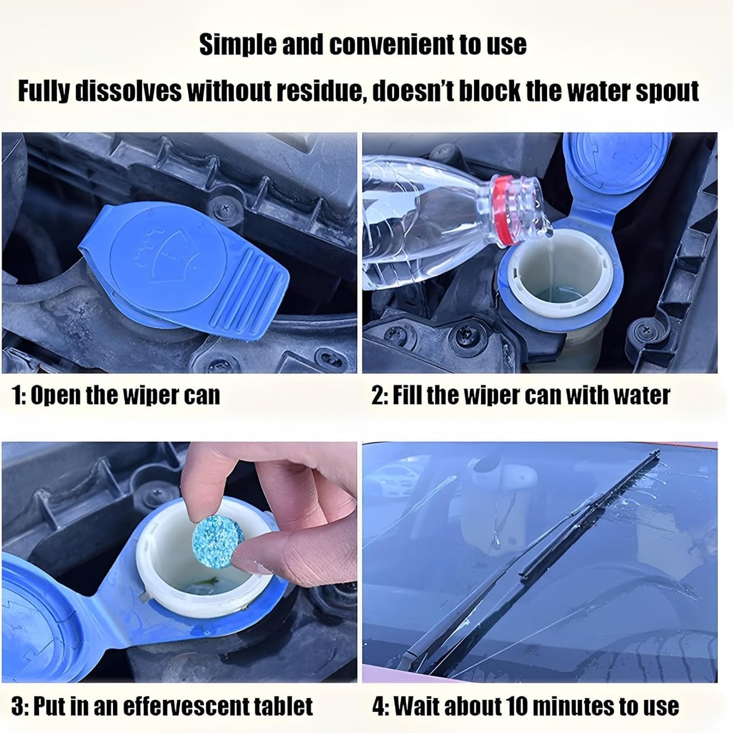 UCRAVO 30 Pcs Screenwash Tablets, Screen Wash Tablets, Screenwash, Screen Wash for Cars, Car Screenwash, Windscreen Washer Tablets, Concentrated Solid Tablets, Wiper Cleaning Tablets for Car Window