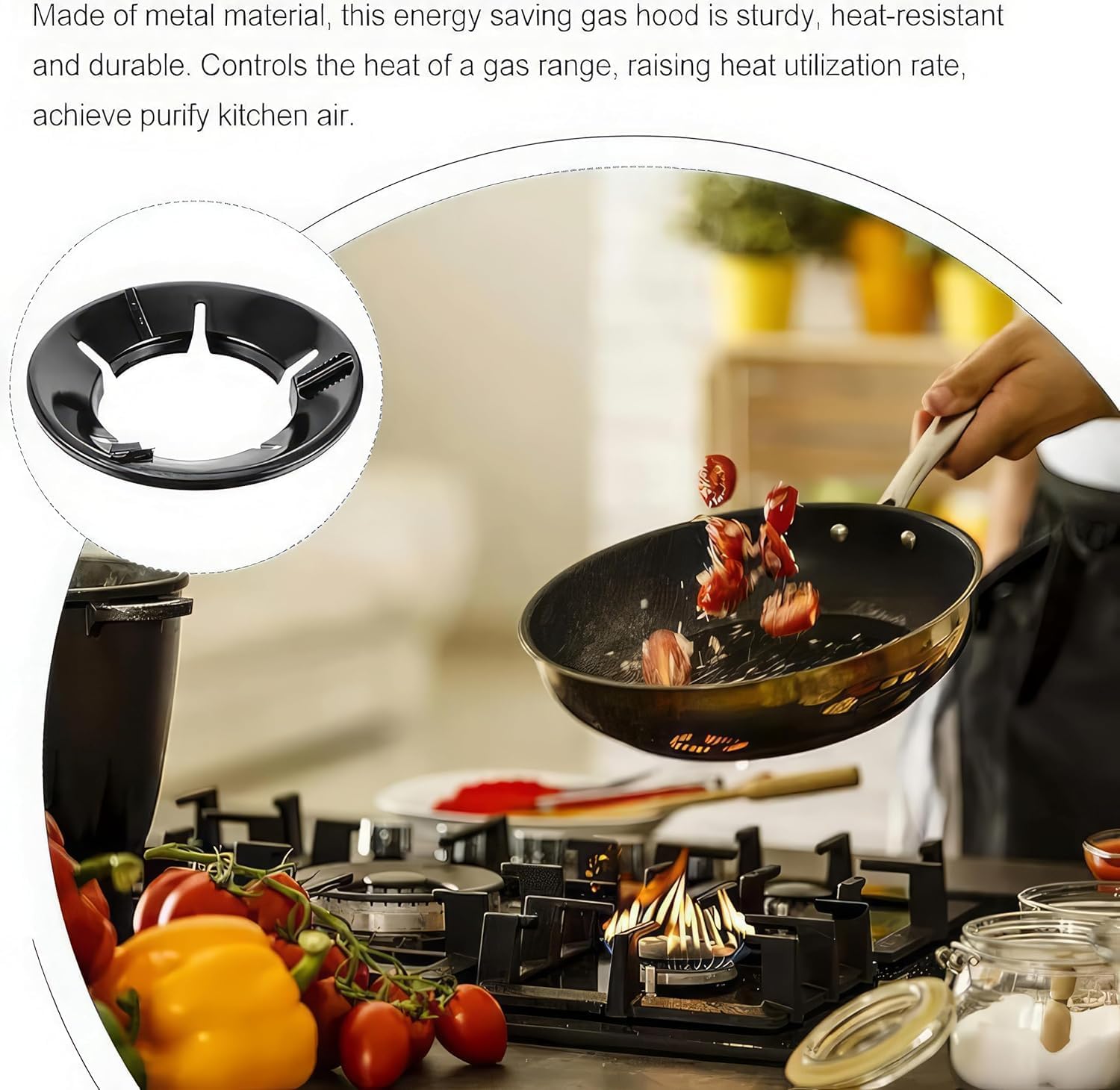 UCRAVO Silver 1Pcs Heavy Material Gas Stove Burner Stand Gas Chula Burner Gas Saver Jali Ring Fire & Windproof Energy Saving, Gas Chula Support Stand 4 Legs Supported For Indian Gas 0.7mm Thickness