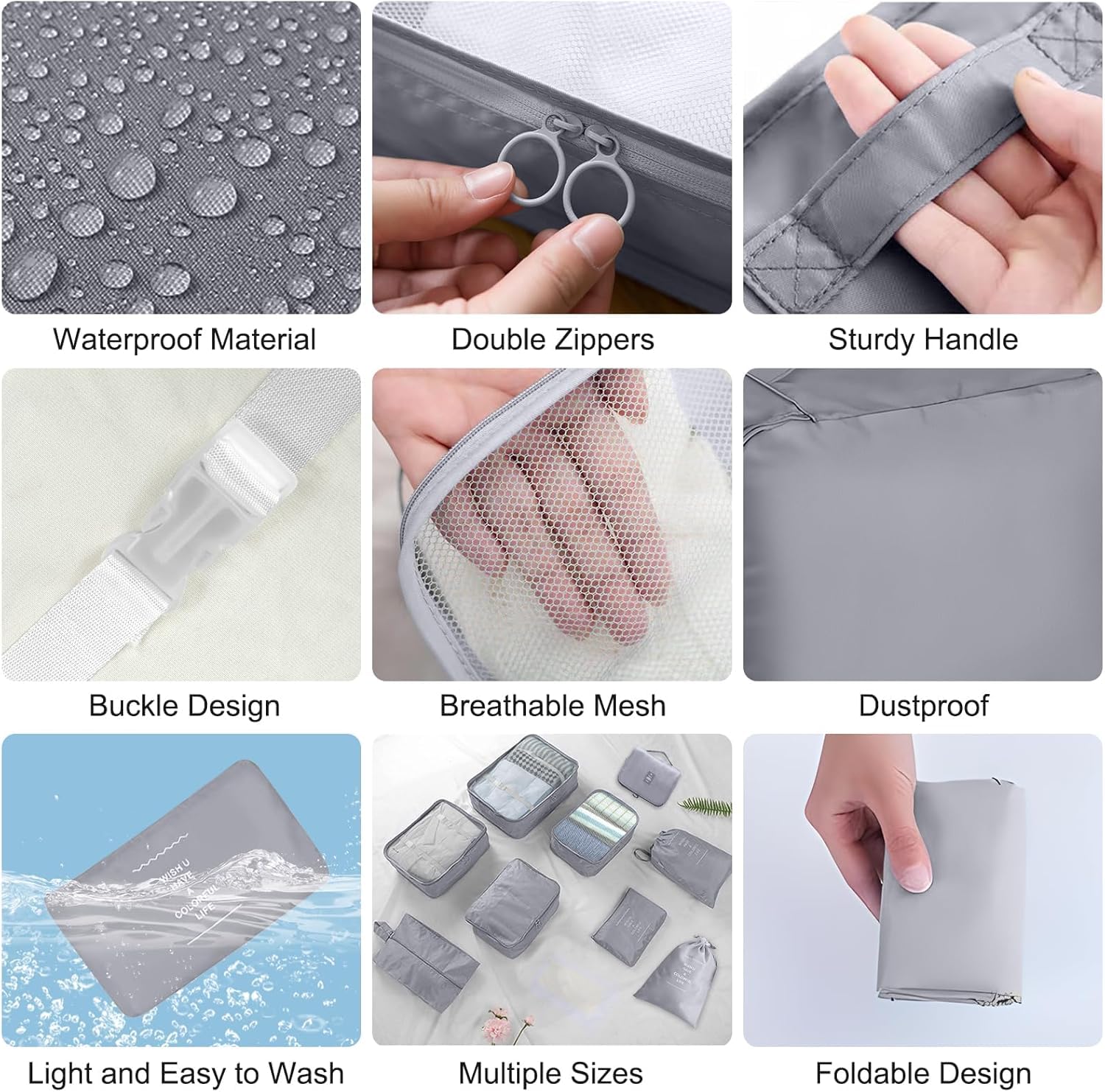 Ucravo Packing Cubes for Suitcases,7 Pcs Travel Luggage Organiser Bags,waterproof Packing Cubes for Backpack Suitcase,travel Essentials Bag Compression Storage Bags,travelling Accessories(grey)