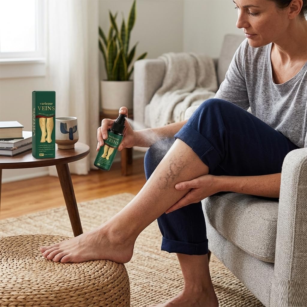 UCRAVO Varicose Veins Relief Spray for Legs & Feet | Herbal Vein Treatment Oil | Reduces Swelling, Pain & Spider Veins | Improves Blood Circulation Natural Fast Acting Leg Care Spray for Men & Women