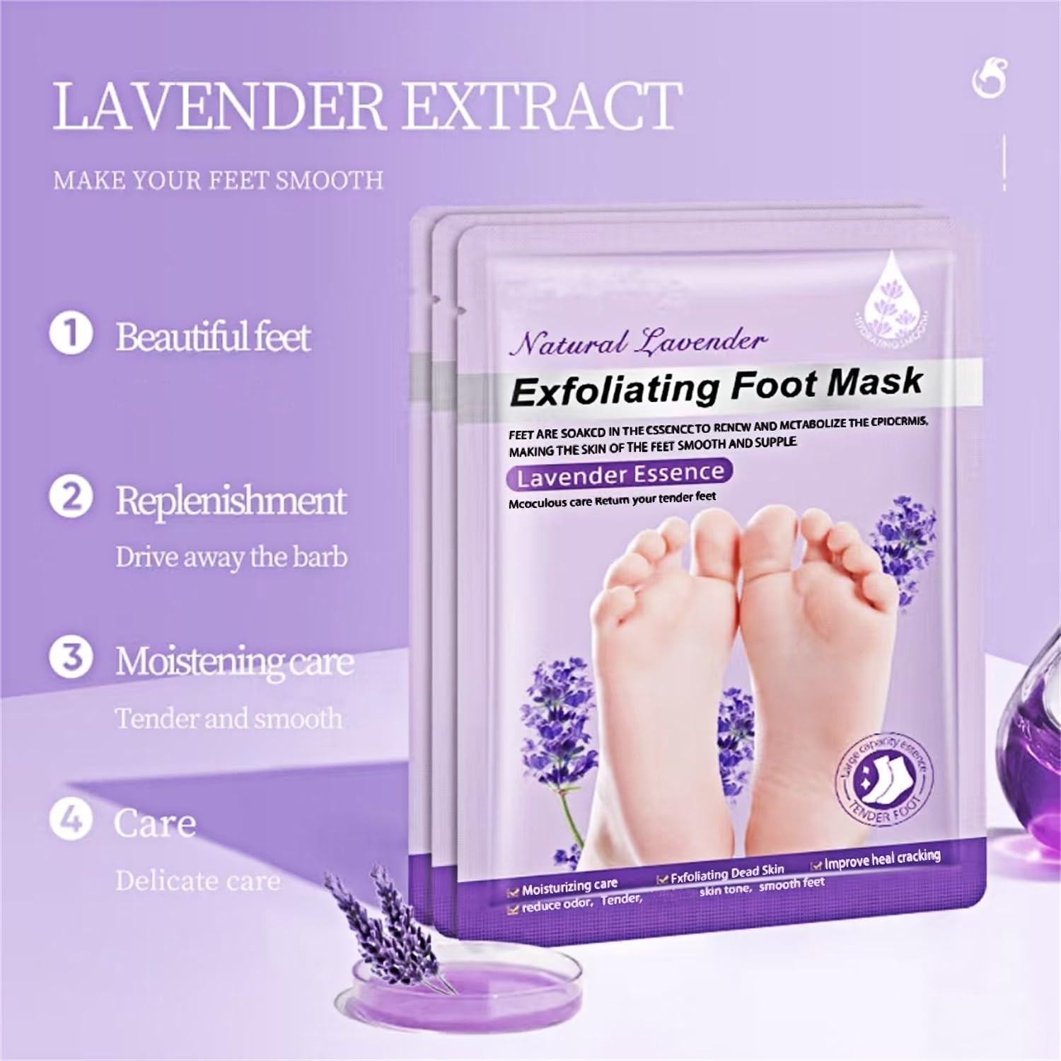 UCRAVO Purple Foot Peeling Mask for Dead Skin Removal, Exfoliating Foot Mask Peel for Cracked Heels, Callus Remover Socks, Baby Soft Feet Spa Treatment for Men & Women (1 Pair)