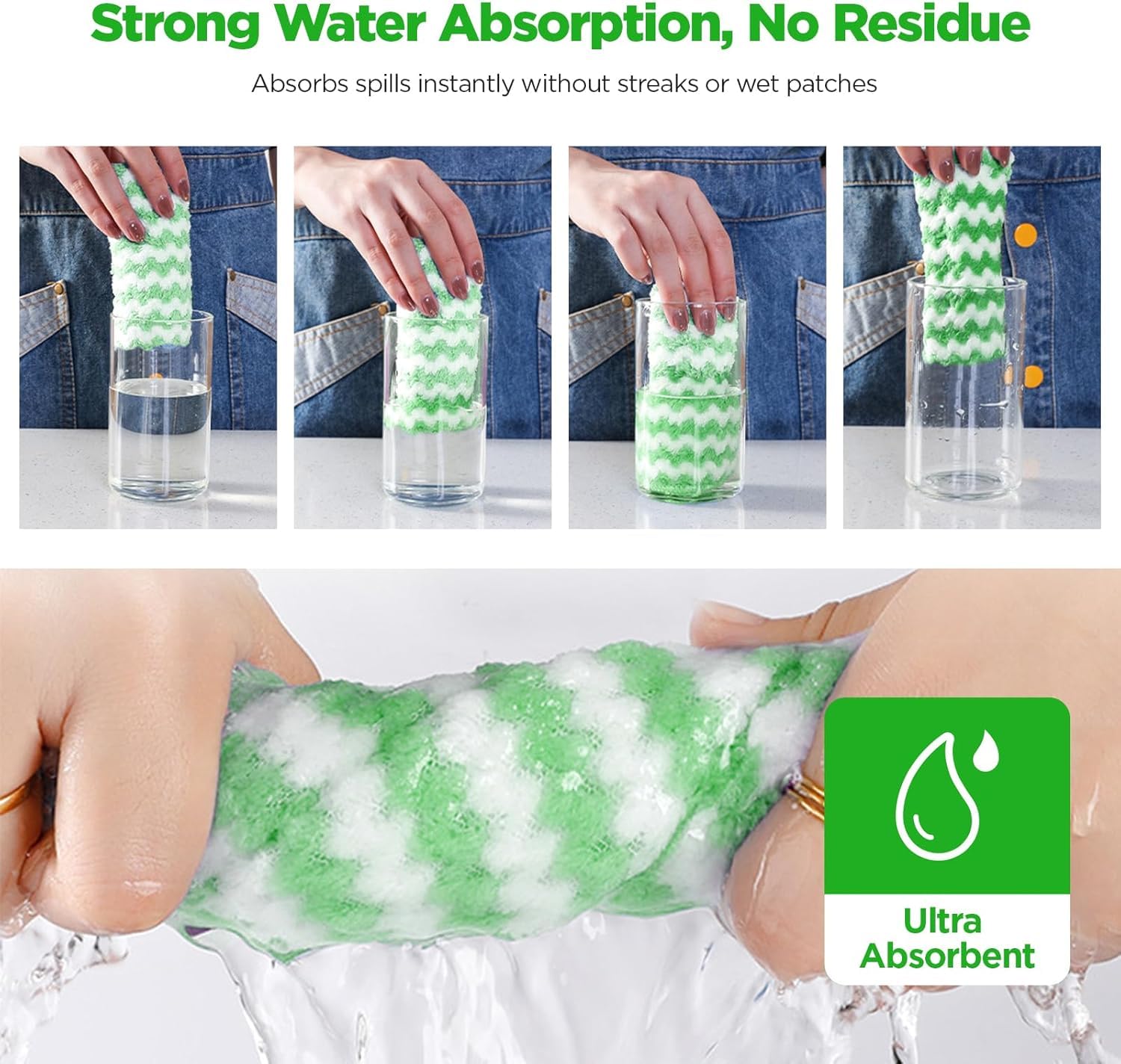 UCRAVO 3pcs Kitchen Cleaning Napkin, Super Absorbent Dishwashing Cloth, Soft Durable Dish Drying Towels for Kitchen, Countertop Wiping, Stain Removal, Multi-Purpose Reusable Kitchen Cleaning Cloth Set