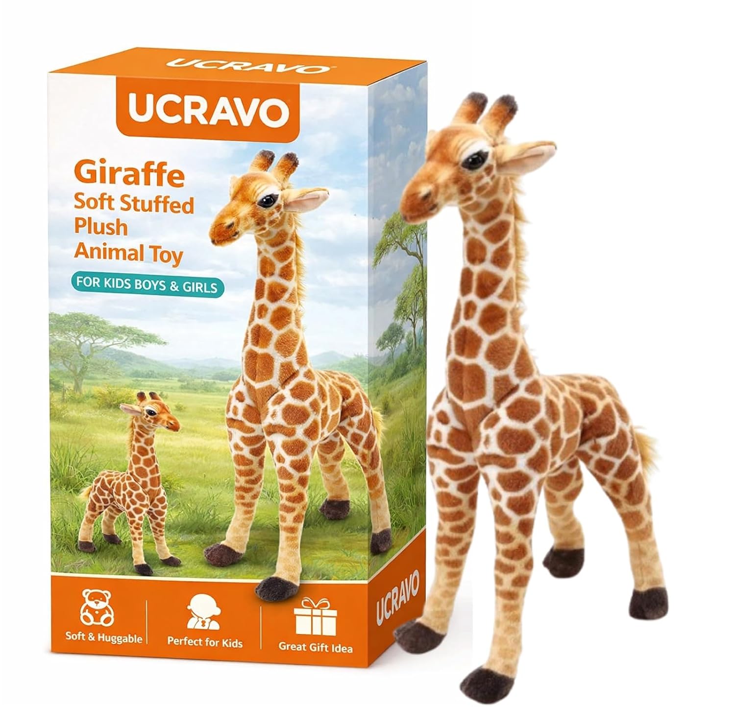 UCRAVO Giraffe Soft Stuffed Plush Animal Toy for Kids Boys & Girls | Super Soft Plush Toy | Cute Jungle Animal Teddy | Safe, Washable, Birthday Gift Toy for Unisex Babies, Toddlers & Children