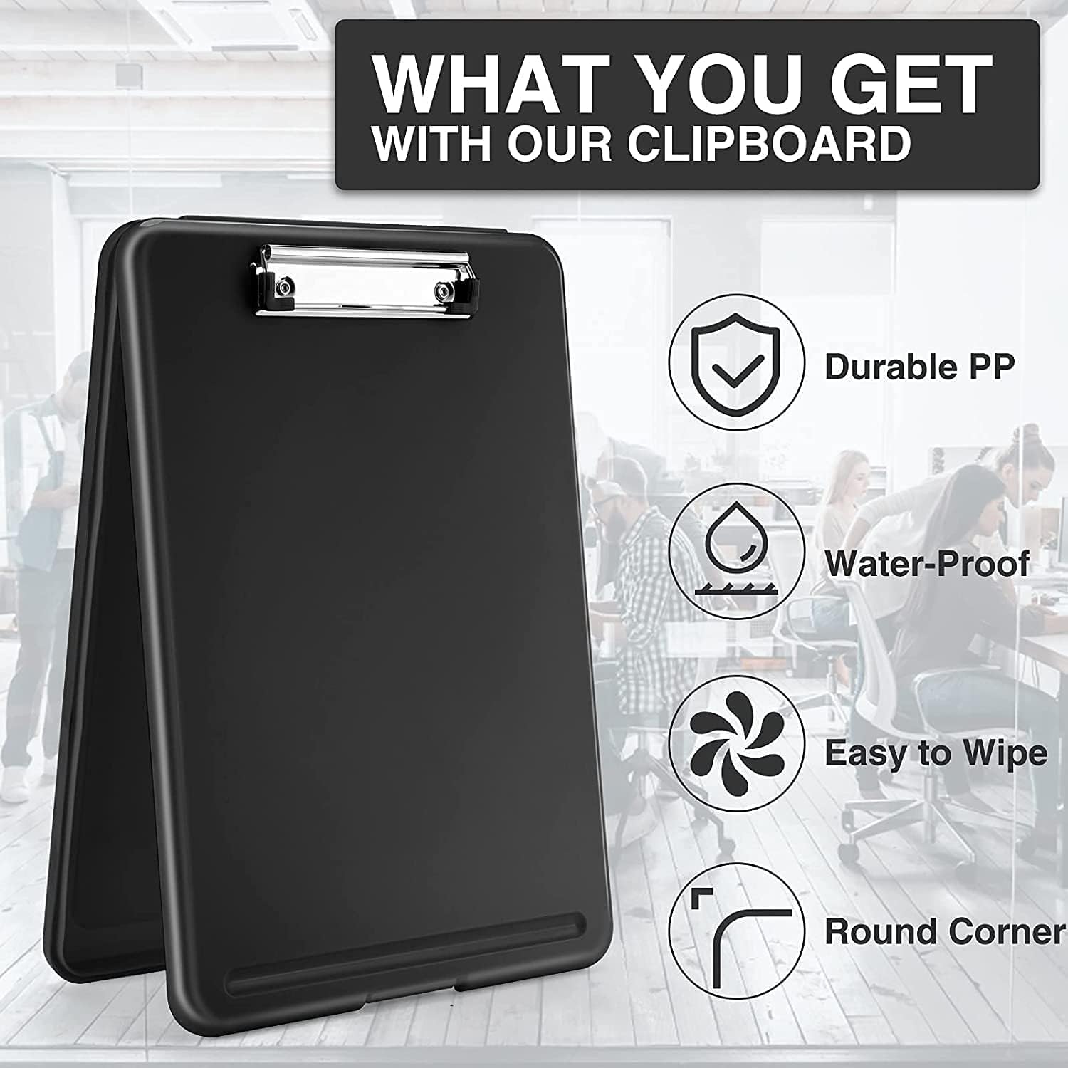 UCRAVO Storage Clipboard with Hidden Compartment, Heavy Duty Letter Size Clipboard Folder Organizer for Documents, Office, School, Business, Tablet & Writing Pad, Secure Clip Board Case (Black)