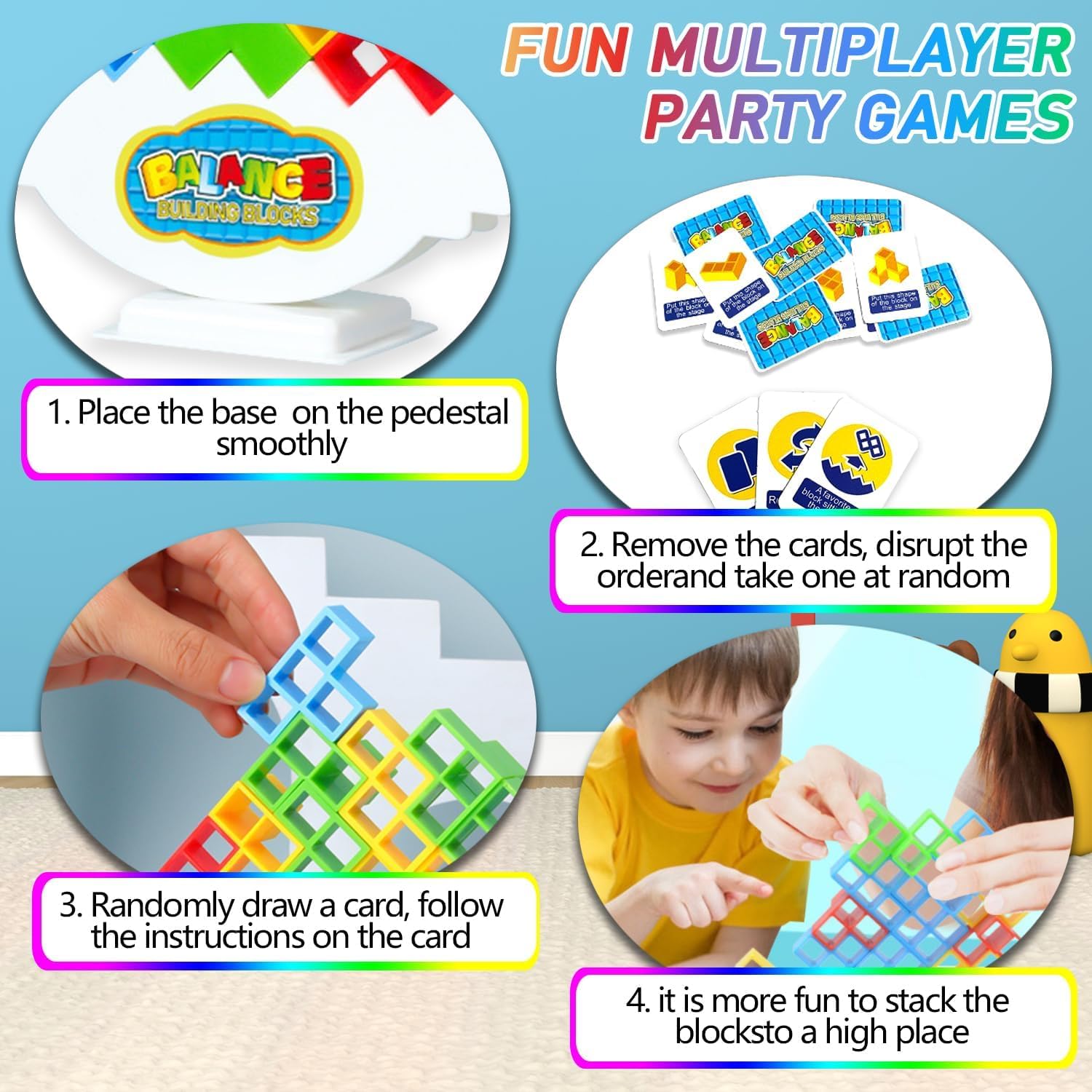 UCRAVO Tetra Tower Game, Tetris Balance Toy Tower, Creative Stacking Toy, Funny Stacking Blocks Balancing, Children's Building Blocks Balance Game for Boys and Girls from Years 3+
