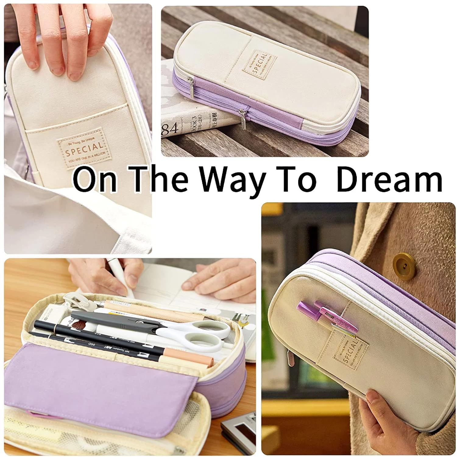 UCRAVO Simple Large-capacity Pencil Case Stationery Box Junior High School Student Girl Multi-functional Pencil Bag Pencil Case Student Zipper Pencil Case Portable Pencil Pouch Storage Bag