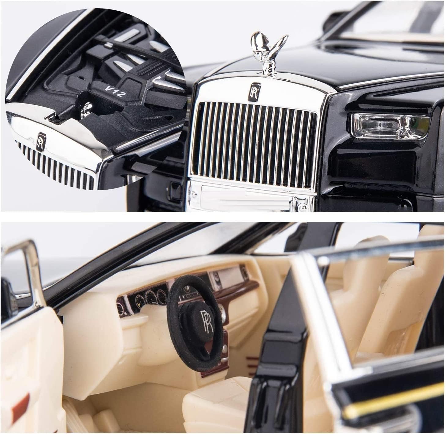 UCRAVO Luxury Die Cast Car Model 1:24 Scale | Premium Metal Toy Car with Openable Doors, Bonnet & Trunk | Pull Back Car with Realistic Interior | Collectible Showpiece Car Model for Kids Adults