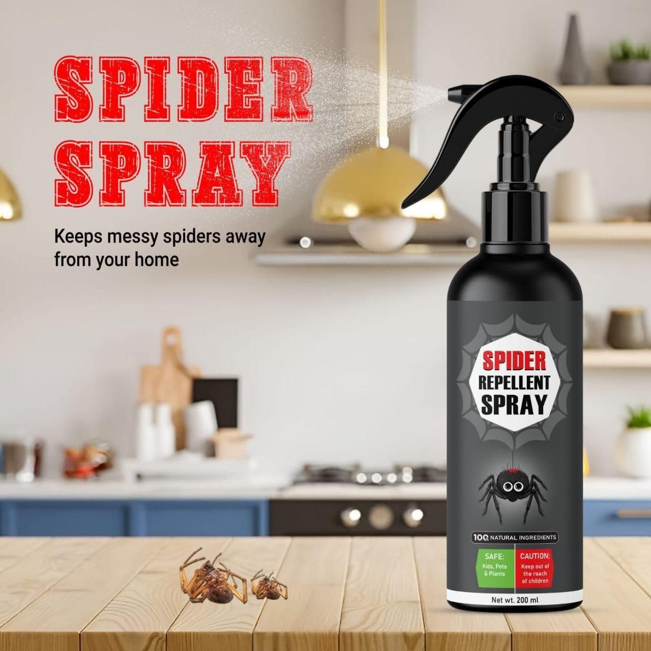 UCRAVO Spider Repellent Spray 200ml Natural, Herbal, Eco-Friendly & Chemical-Free Vegan Spider Control Spray Baby & Pet Safe, Non-Toxic Spider Insect Repellent for Home, Kitchen, Indoor & Outdoor Use