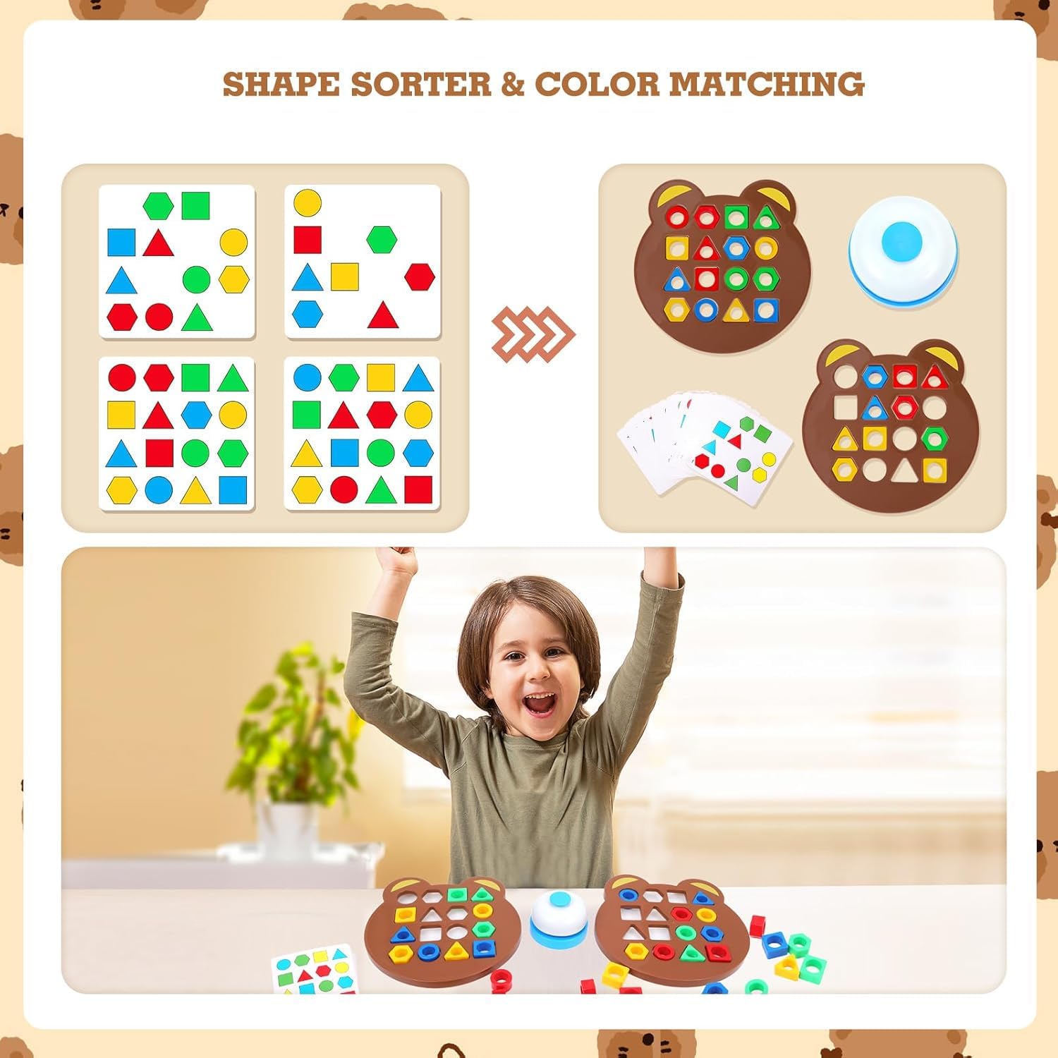 UCRAVO Toys for Children to Learn Shape, Shape Matching Game, Shape Adjustment Game, Colour Sensory Learning Toy, Shape Matching Puzzle Game, Puzzle Game, Montessori Toys Sensory Learning Toy
