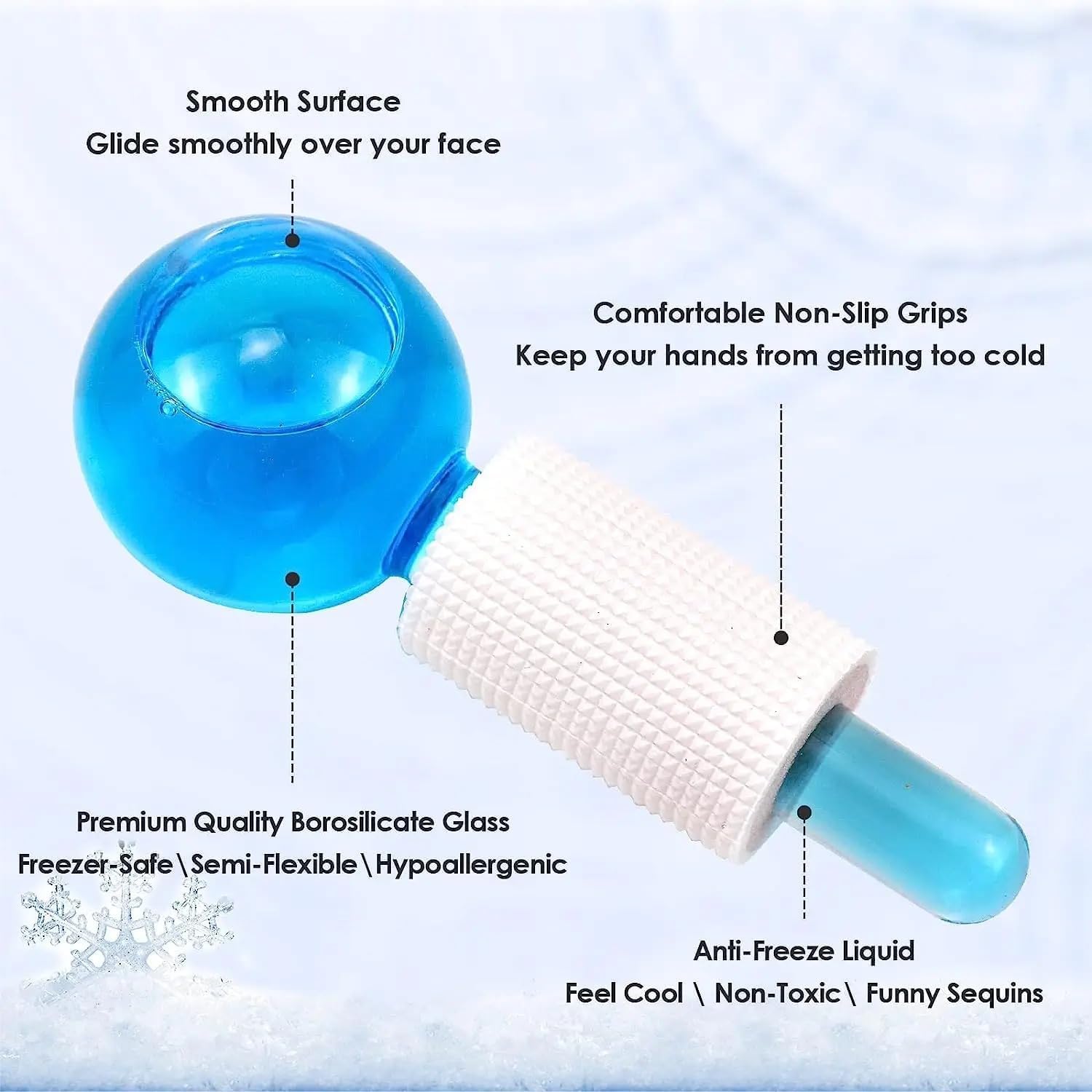 UCRAVO 2PCS Facial Ice Globe Cool Roller Ball for Face & Neck | Skin Tightening Ice Roller for Puffiness, Dark Circles, Open Pores & Wrinkles | Professional Cryo Beauty Massage Tool for Women & Men