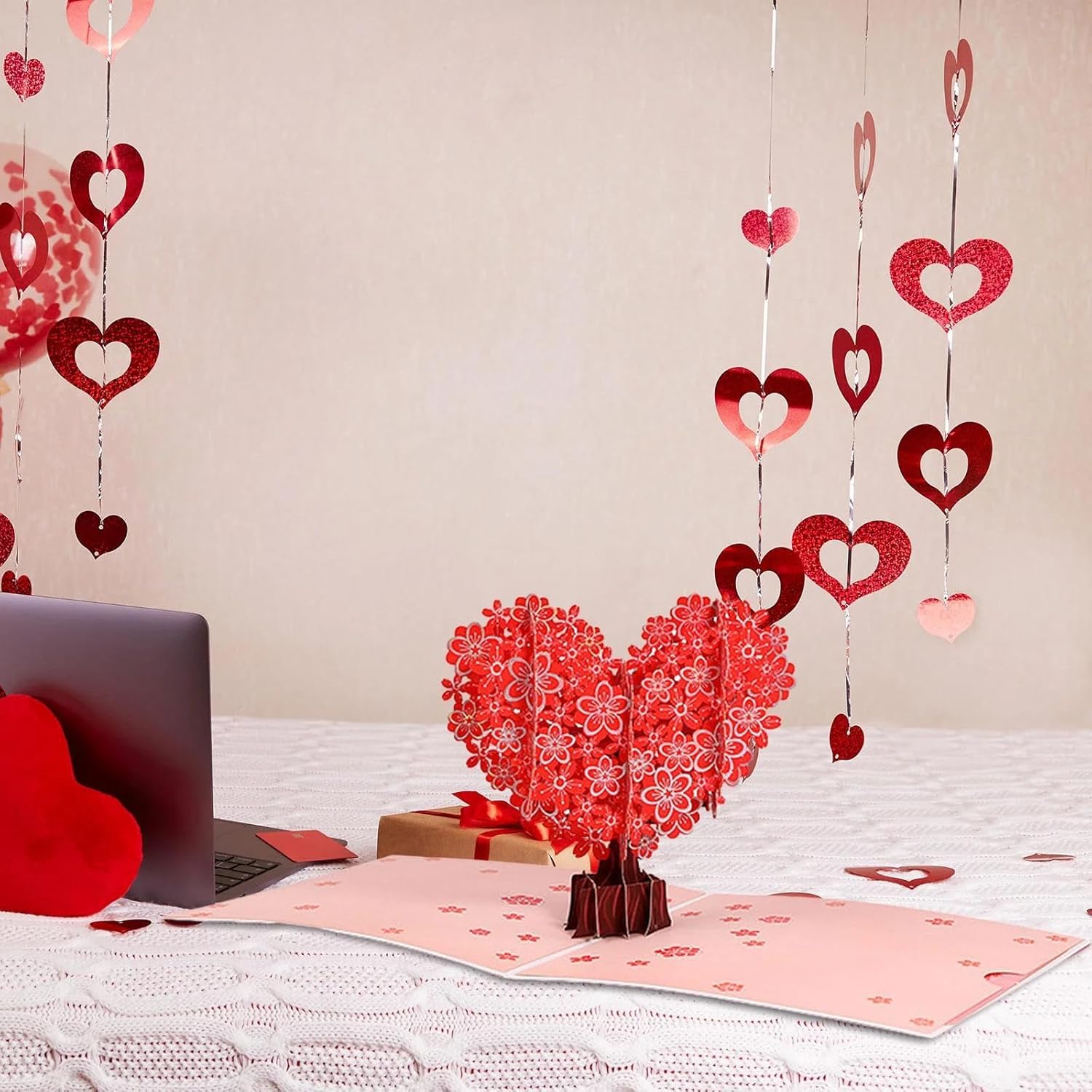 UCRAVO Valentine’s Day Pop Up Greeting Card with 3D Heart Tree Design | Romantic Love Card for Wife,Husband,Girlfriend & Boyfriend Invitation Card for Couples,Anniversary,Proposal & Special Occasions