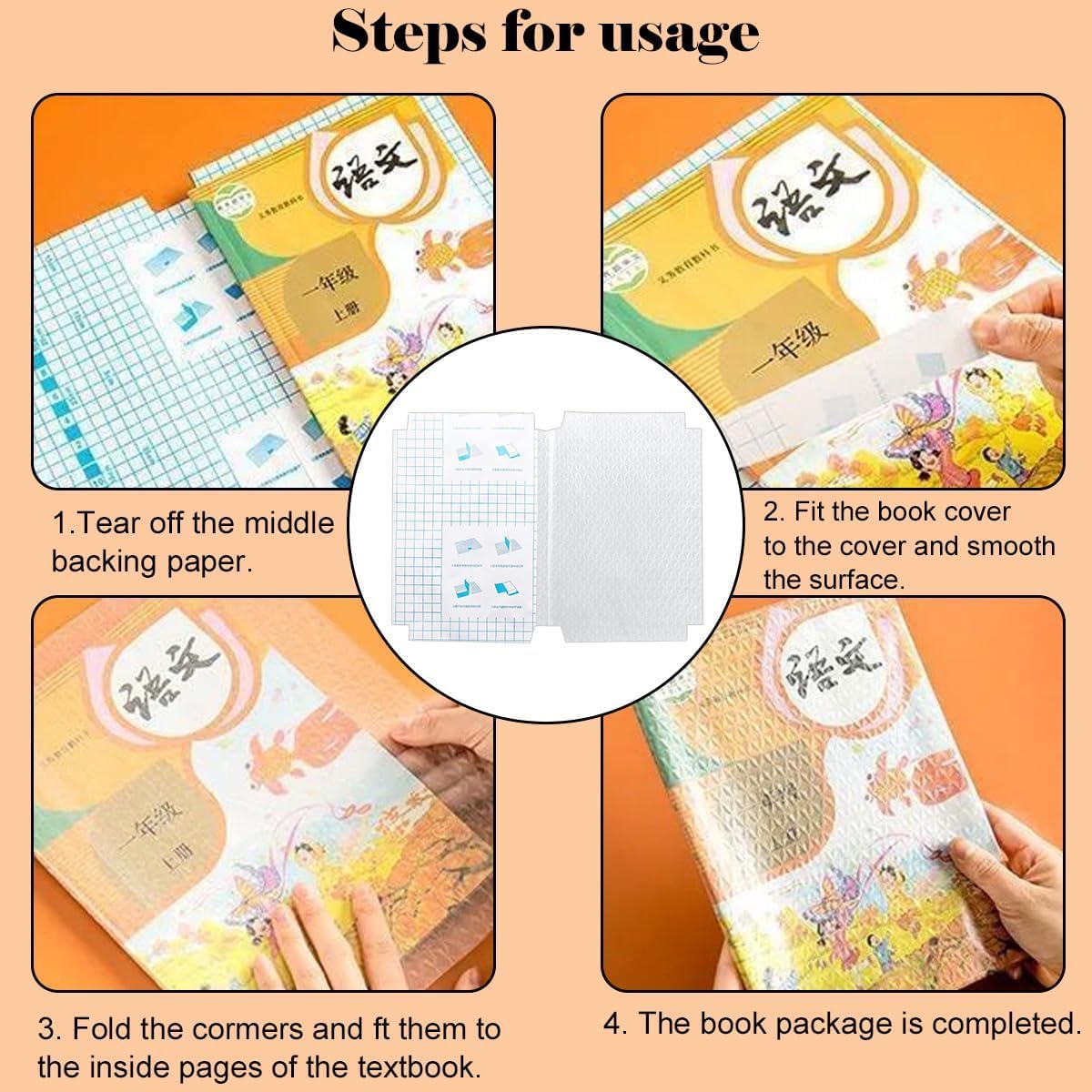 UCRAVO 30pcs Book Covers Waterproof Plastic Transparent Paper Sticker Book Cover for Textbooks Biding Cover Protective Thick Sticky Cover for Students School Office Self-Adhesive (3 Different Size)