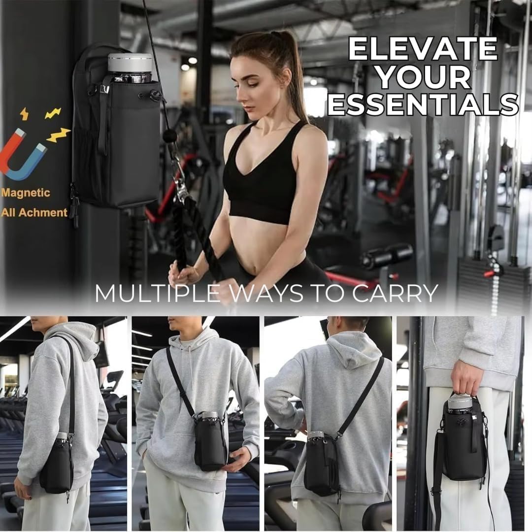 UCRAVO Magnetic Gym Bag Crossbody Sling Bag for Men & Women with Water Bottle Holder – Adjustable Strap Sports Shoulder Bag for Travel, Cycling, Running, Gym Workout, Passport & Daily Essentials