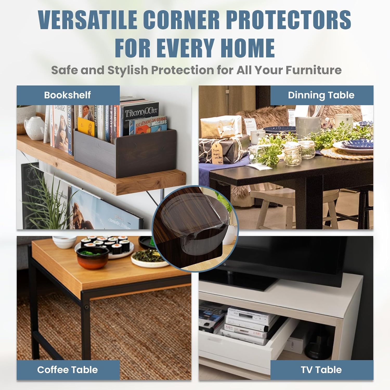 UCRAVO 8 pcs Brown Baby Safety Table Corner Protectors, Furniture Corner and Edge Safety Bumpers, Soft Rubber Foam Cushion Covers, 3M Taped Corner Guards, Baby Child Proofing Pads Rubber Corners