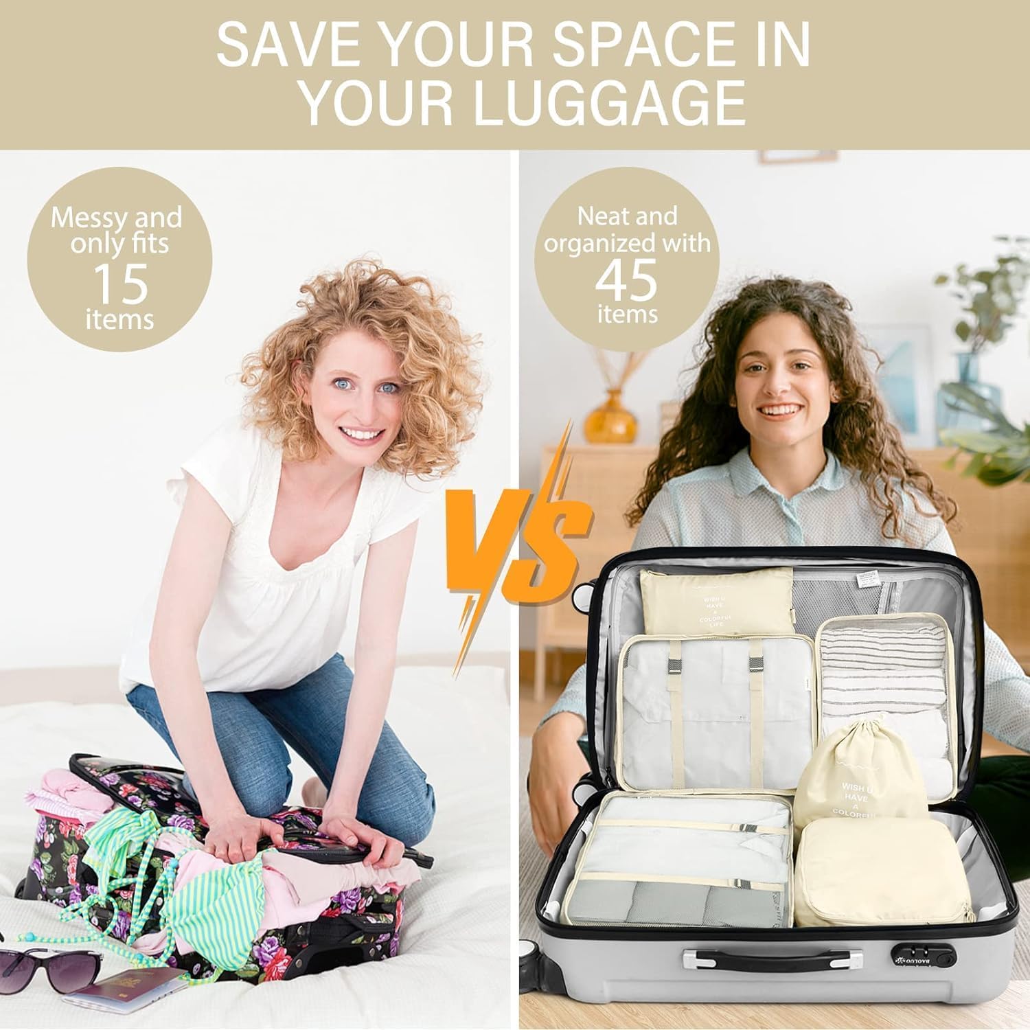 Ucravo Packing Cubes for Suitcases,7 Pcs Travel Luggage Organiser Bags,waterproof Packing Cubes for Backpack Suitcase,travel Essentials Bag Compression Storage Bags,travelling Accessories(grey)