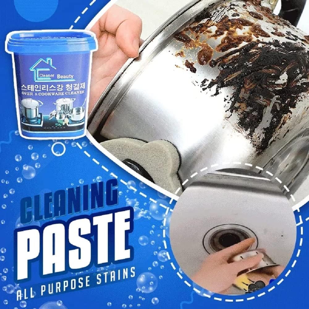 UCRAVO Multipurpose Quickly Cleaner & Polish Remover Paste | Stainless Steel Oven, Cookware & Kitchen Surface Cleaner | Heavy Duty Scrub, Degreaser, Stain Remover, Polish & Shine Paste for ALL
