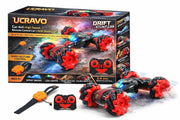 UCRAVO Car 4x4 High Speed Remote Control Car | Drift Stunt Car with Spray Smoke & LED Lights | Hand Gesture RC Car, Double Sided 4WD Monster Truck | 2.4GHz Off Road Toy for Kids Boys Girls