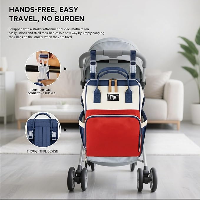UCRAVO Diaper Bag Backpack for Mothers – Large Capacity Baby Travel Bag with Insulated Bottle Pockets, Waterproof Maternity Nappy Bag, Multi-Function Baby Organizer for Moms & Dads