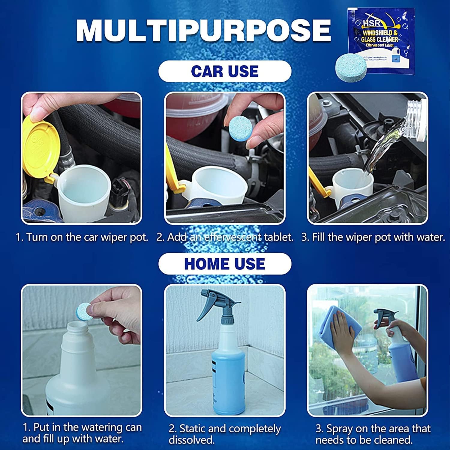 UCRAVO 30 Pcs Screenwash Tablets, Screen Wash Tablets, Screenwash, Screen Wash for Cars, Car Screenwash, Windscreen Washer Tablets, Concentrated Solid Tablets, Wiper Cleaning Tablets for Car Window