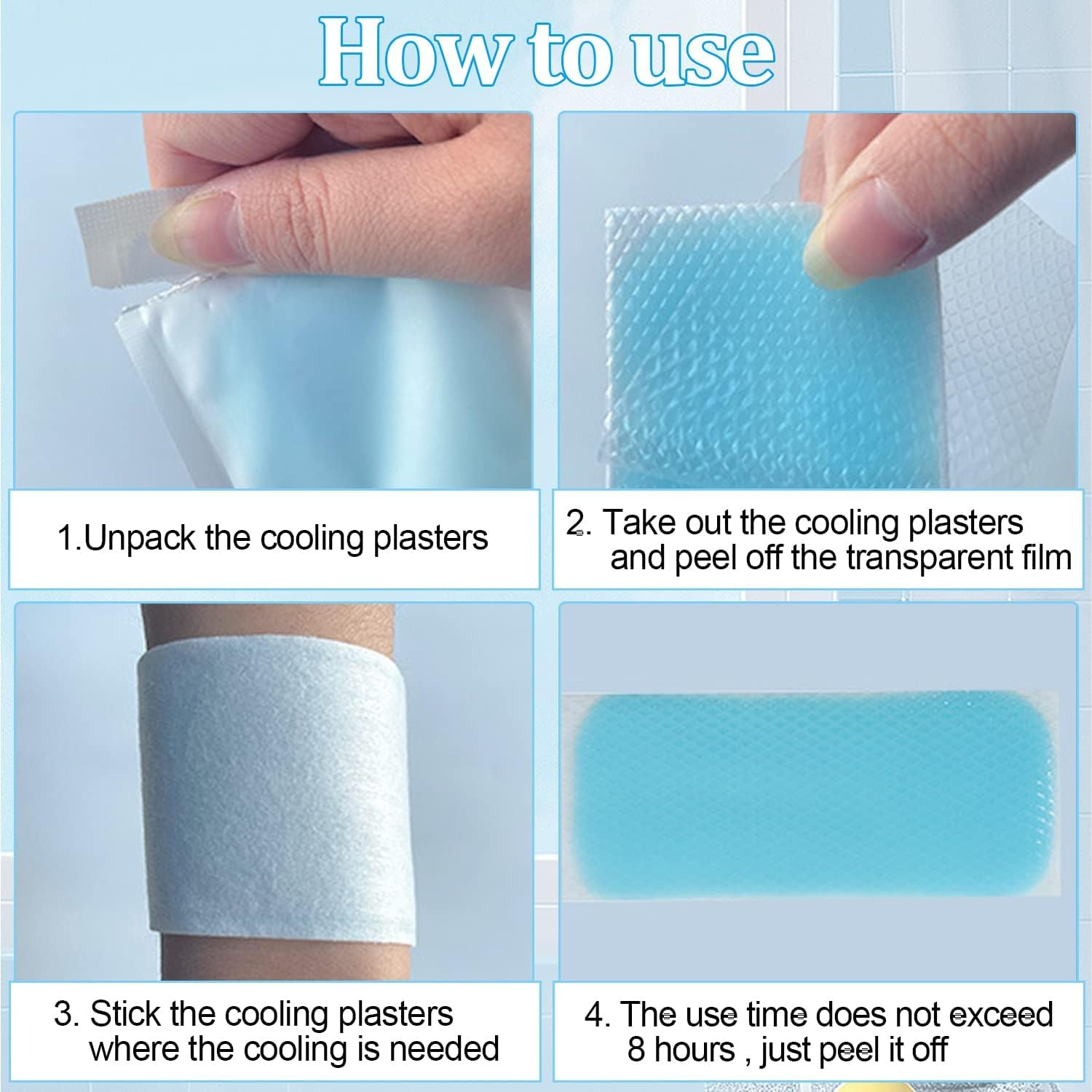 UCRAVO 10 pcs Kids Cooling Patches for Fever Discomfort Pain Relief Reducer Soothe Headache Forehead Strips Gel Sheet Toothache Drowsiness Fatigue Refreshing Sunstroke Good for Cooling - Men Women