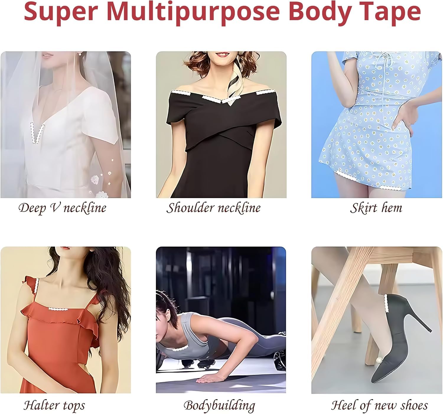 UCRAVO Double-Sided Body Tape for Women - Invisible Fashion Tape, Bra Sticker Tape, Clothing & Dress Adhesive, Transparent Skin Tape for Body, No Show Stickers for Clothes & Fashion