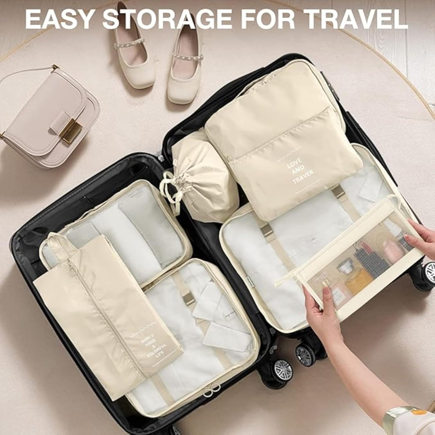 Ucravo Packing Cubes for Suitcases,7 Pcs Travel Luggage Organiser Bags,waterproof Packing Cubes for Backpack Suitcase,travel Essentials Bag Compression Storage Bags,travelling Accessories(grey)