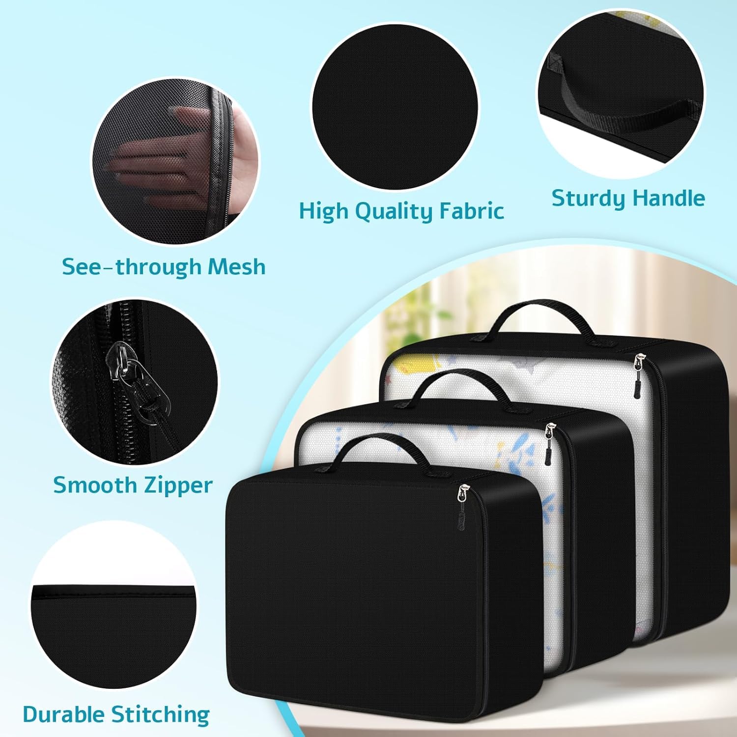 Ucravo Packing Cubes for Suitcases,7 Pcs Travel Luggage Organiser Bags,waterproof Packing Cubes for Backpack Suitcase,travel Essentials Bag Compression Storage Bags,travelling Accessories(grey)