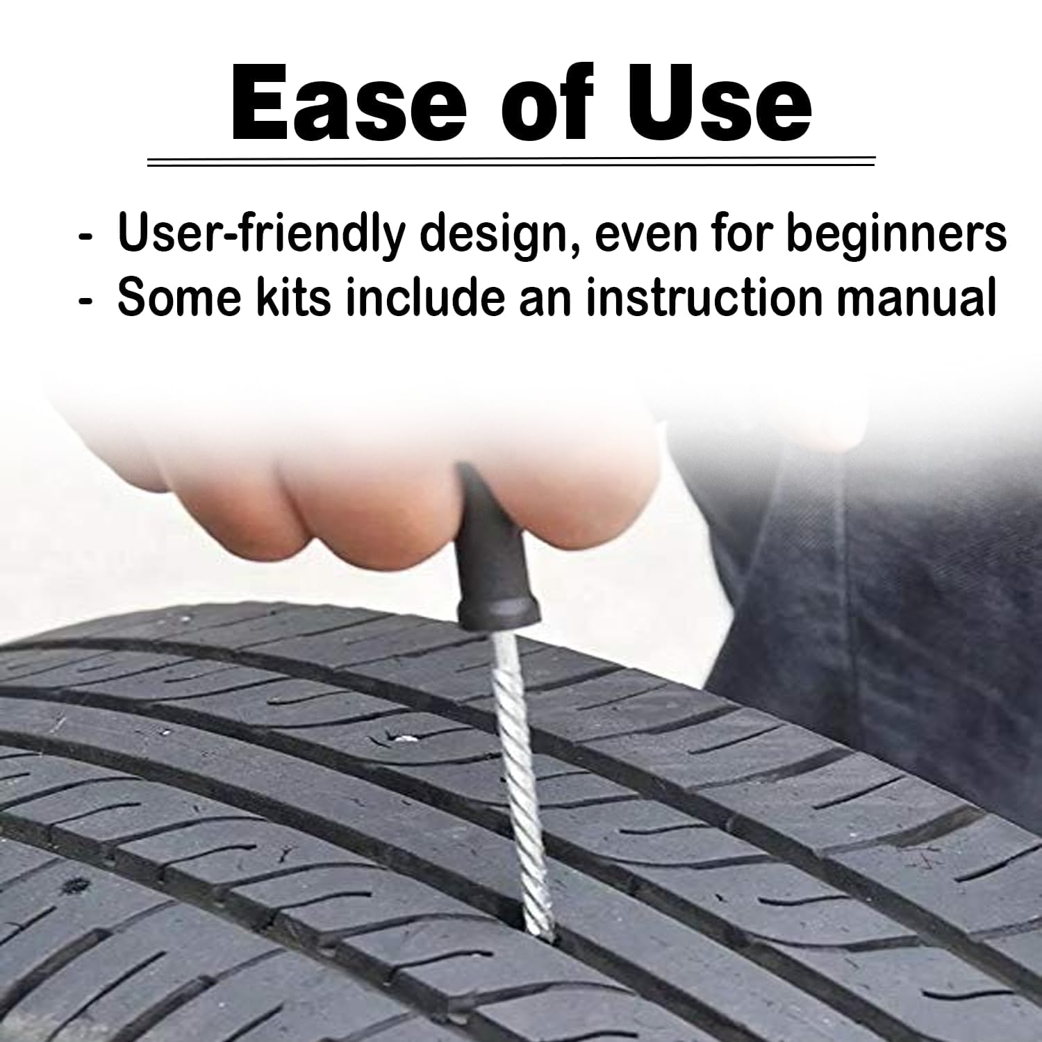 UCRAVO Tubeless Tyre Puncture Repair Kit Pack of 2 Car Bike Scooter Emergency Tire Repair Tool Set Heavy Duty T-Handle Reamer & Insertion Tool Rubber Repair Strips & Solution for Instant Air Leak Fix