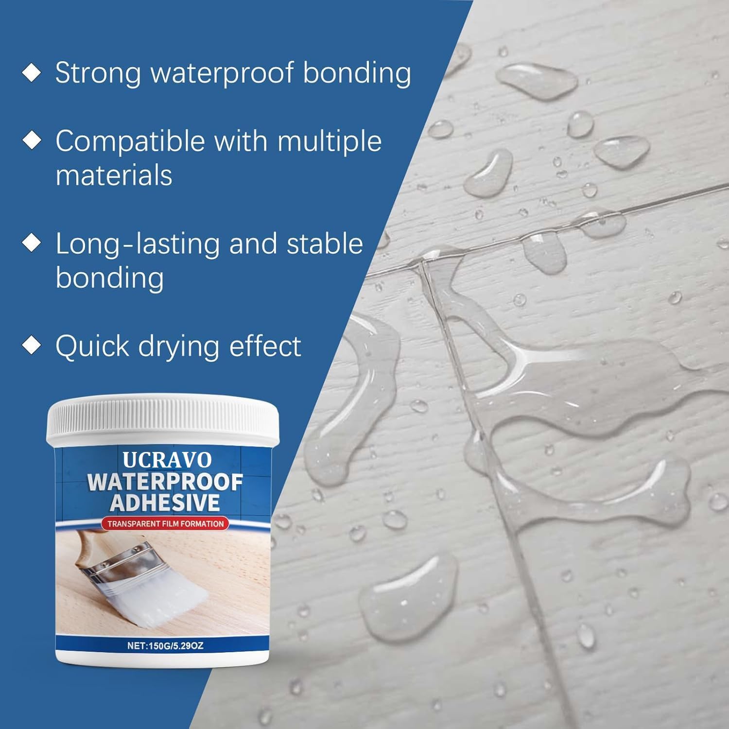 UCRAVO Wall Sealant Anti Leakage Glue Waterproof Adhesive Roof Water Leakages Stops Glue for Wall, Transparent Crack Seal Protection Outdoor Bathroom Tile Window Roof