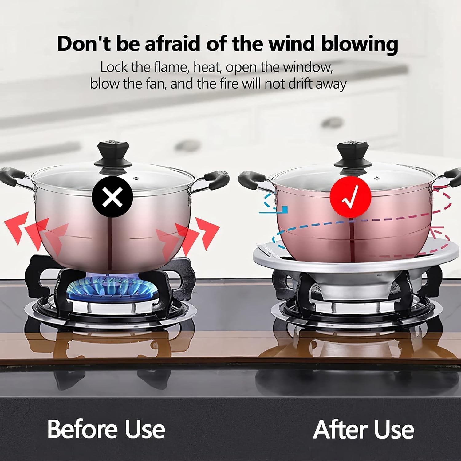 UCRAVO Silver 1Pcs Heavy Material Gas Stove Burner Stand Gas Chula Burner Gas Saver Jali Ring Fire & Windproof Energy Saving, Gas Chula Support Stand 4 Legs Supported For Indian Gas 0.7mm Thickness